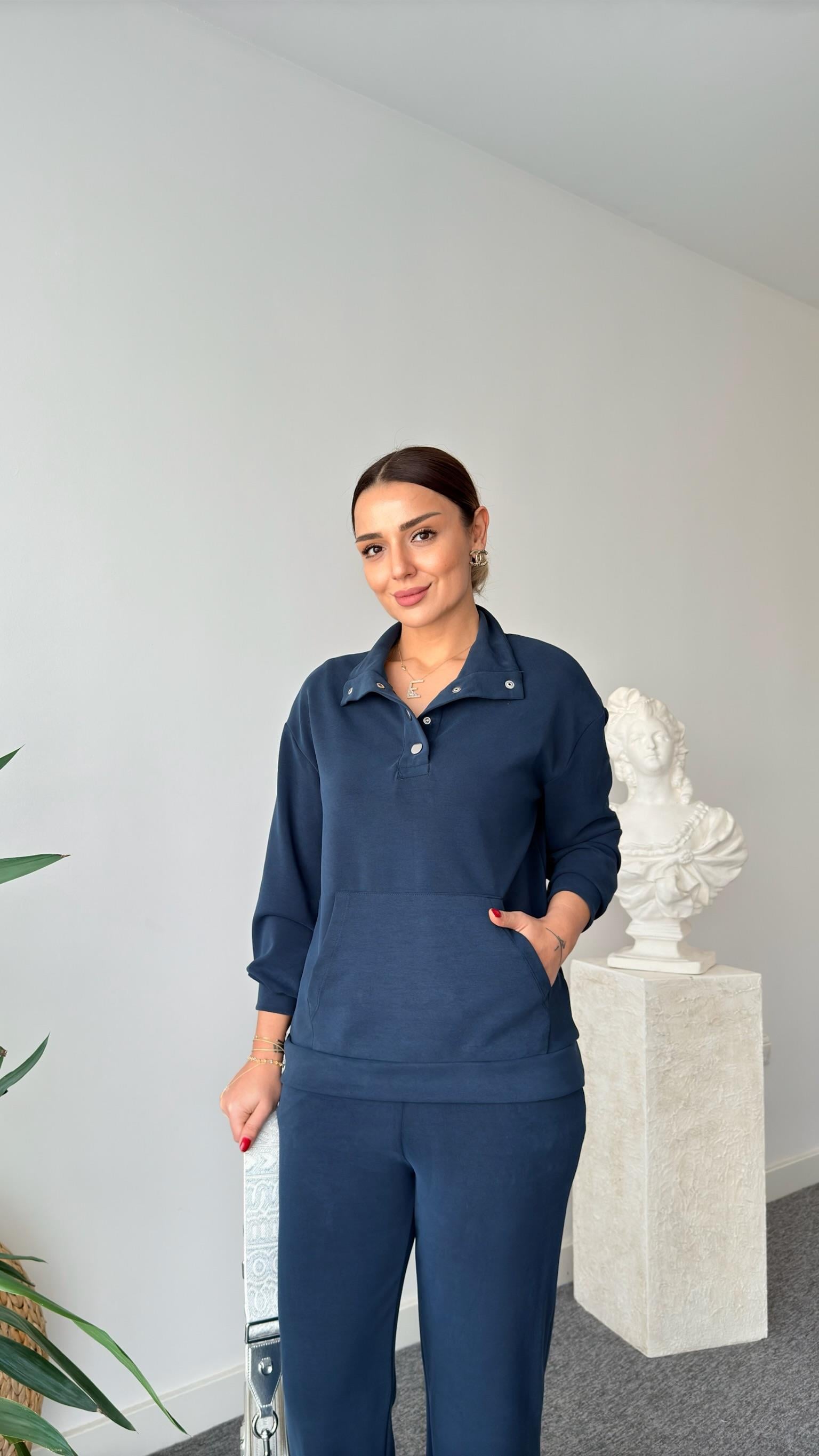 Lacivert Lavri Çıtçıtlı Modal Takım