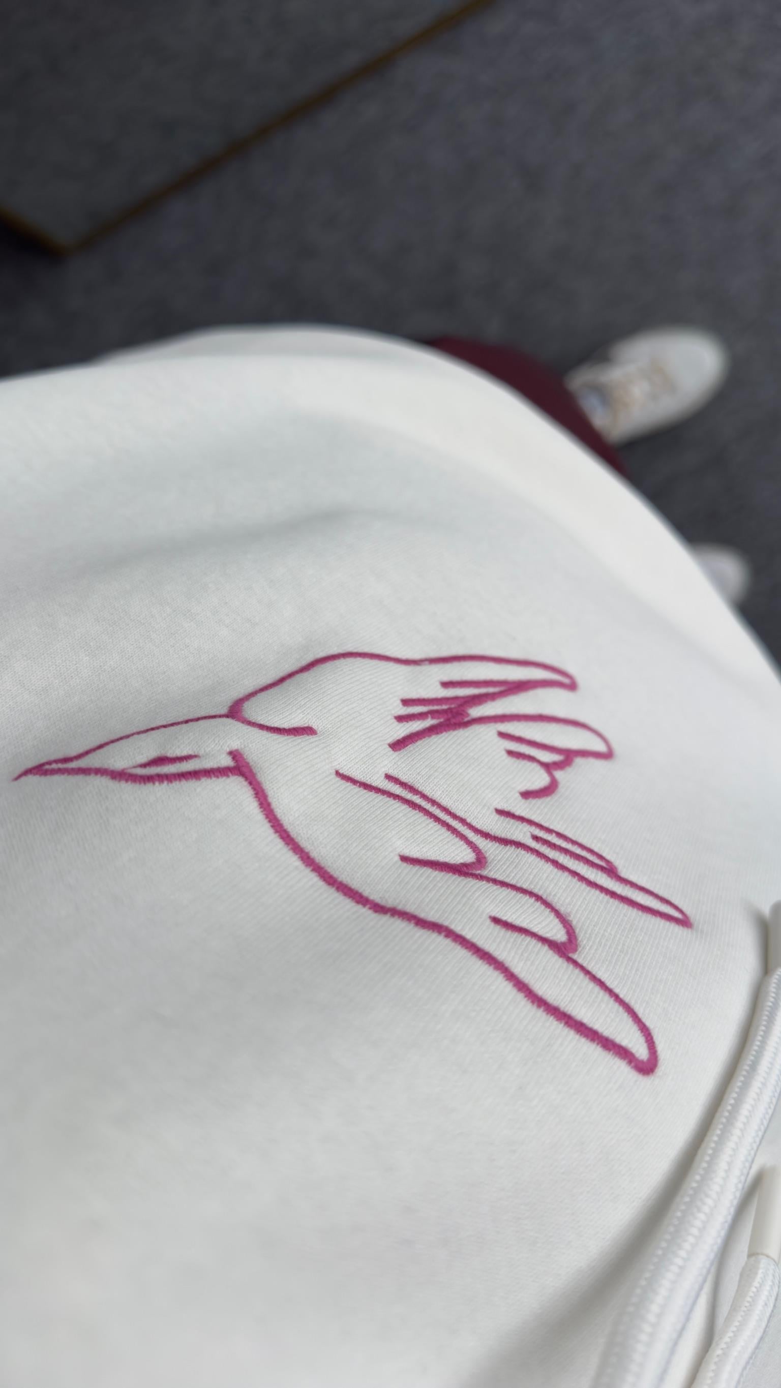 Renkli Nakışlı Beyaz Sweatshirt