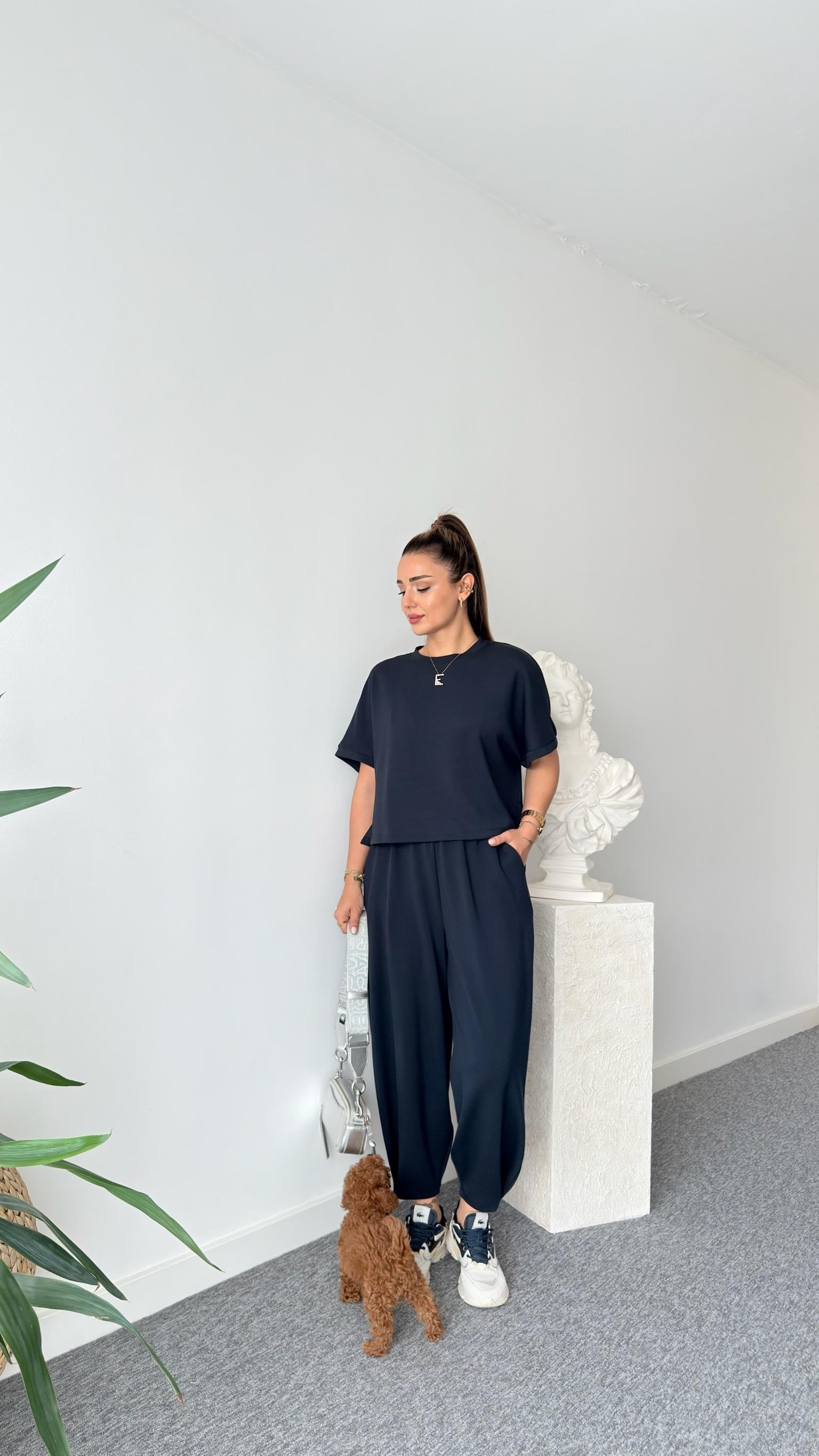 Premium Modal Füme Şalvar Pantolon Takım