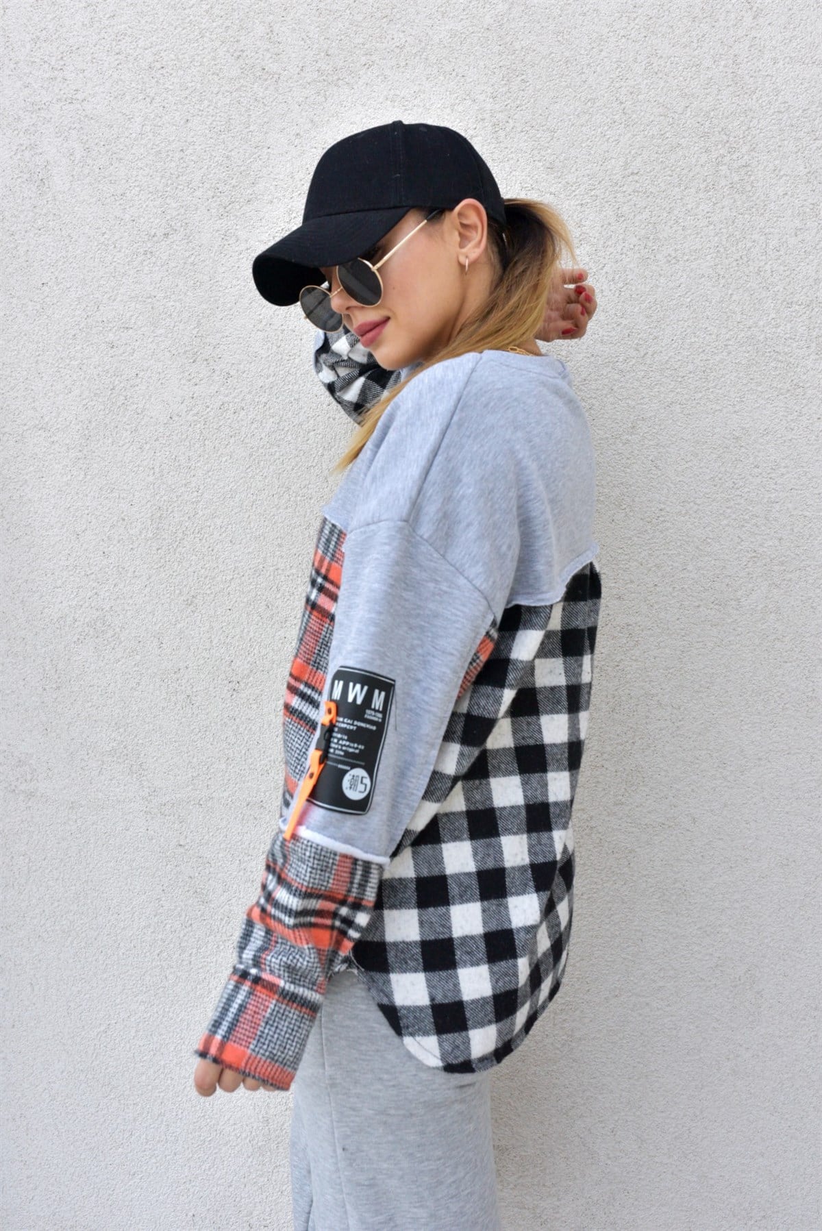 Ekose Garnili Gri Sweatshirt	