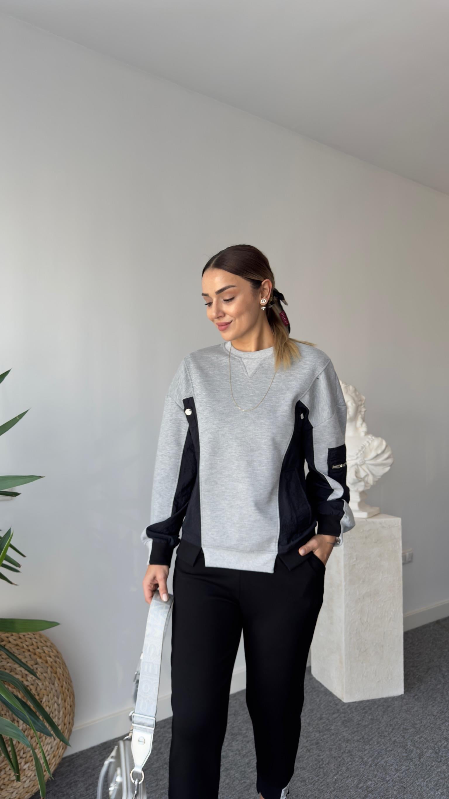 Orso Tws Model Kollar Paraşütlü Gri Sweatshirt