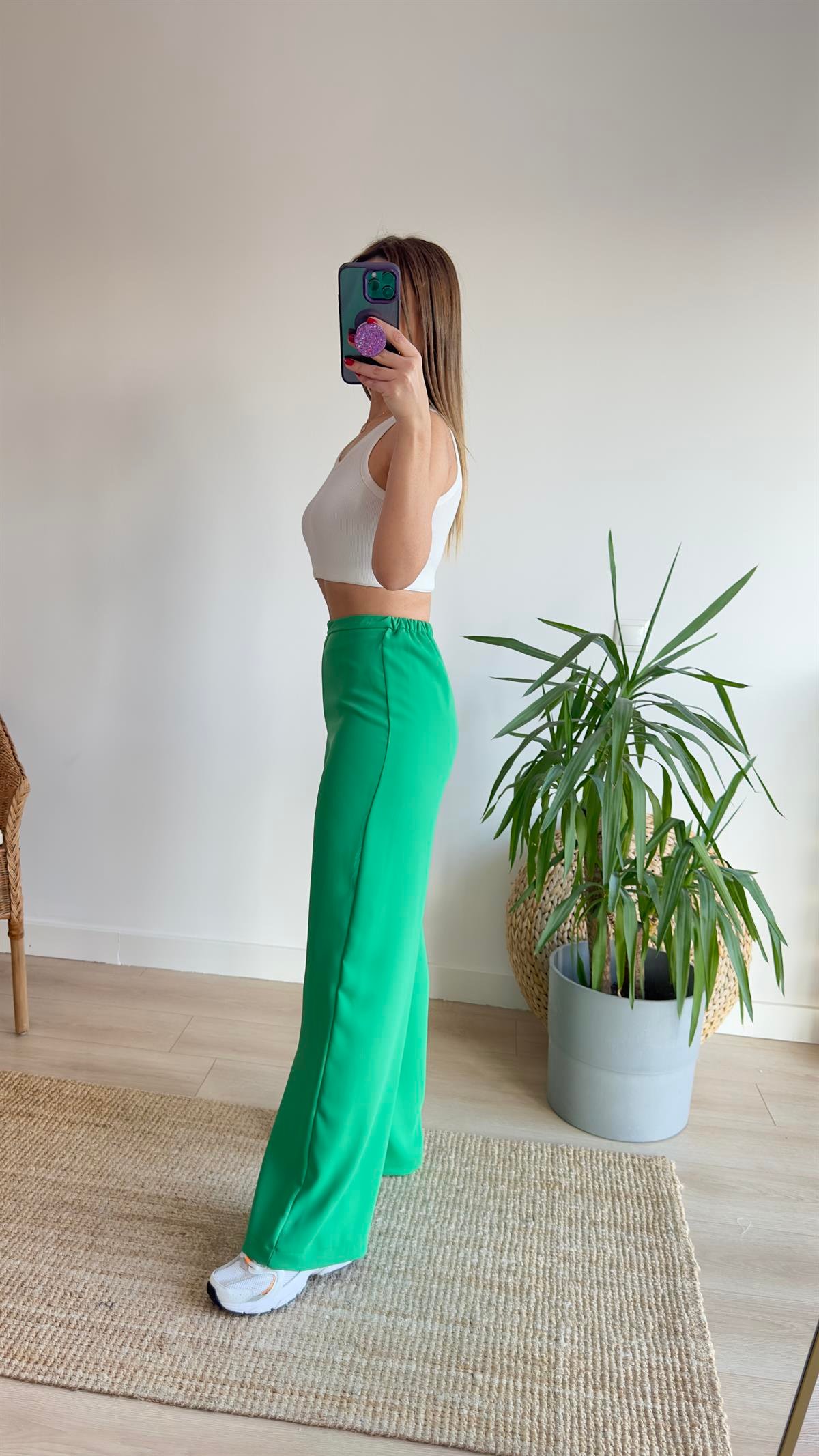 Zra Yeşil Crep Bol Pantolon