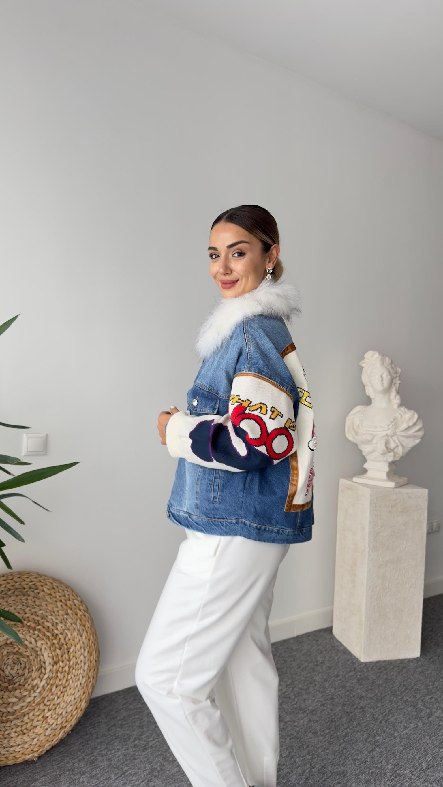 İçi Peluş Özel Üretim Denim Mont