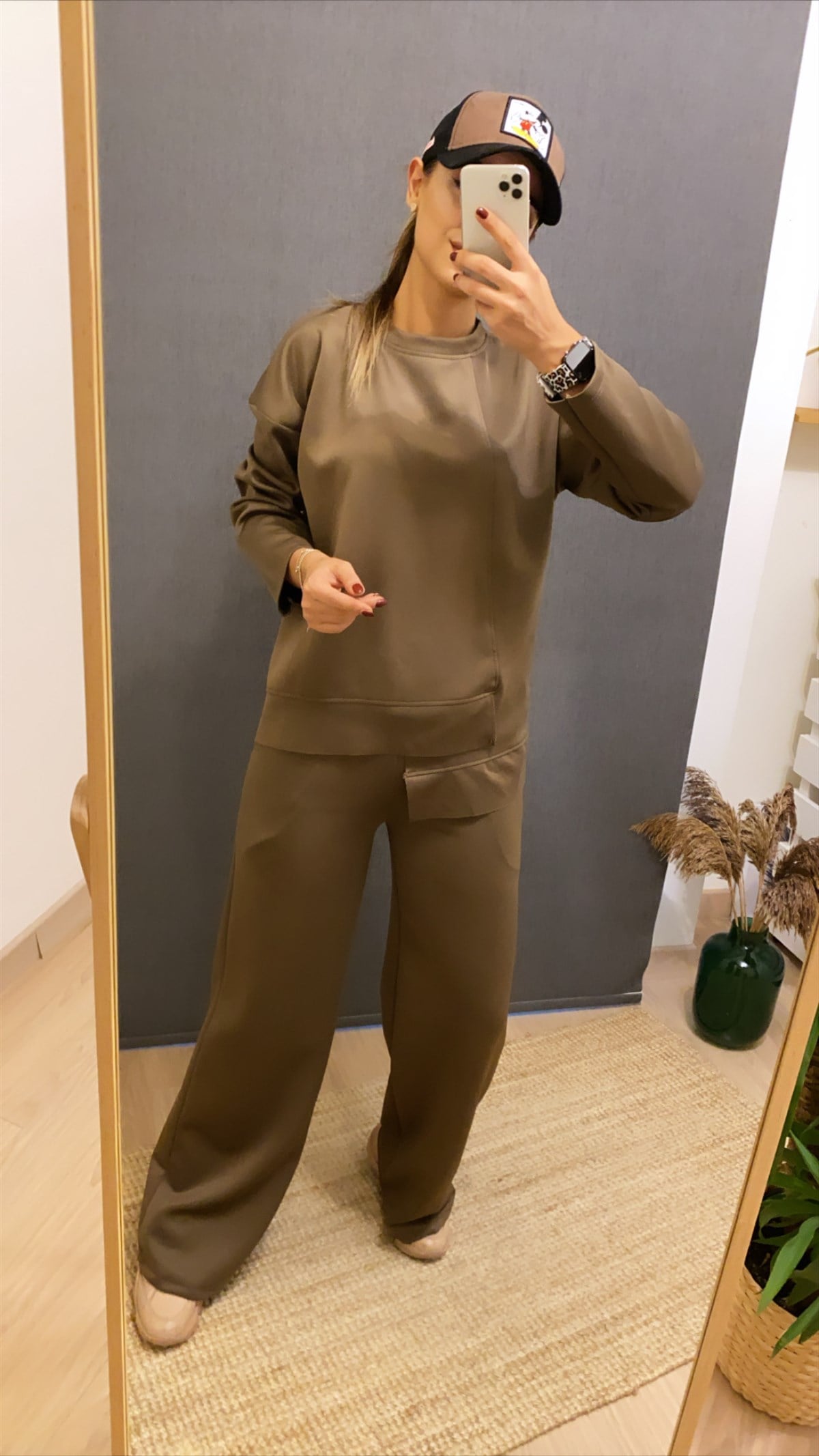 Dalgıç Kumaş Bol Paça Kahve Pantolon