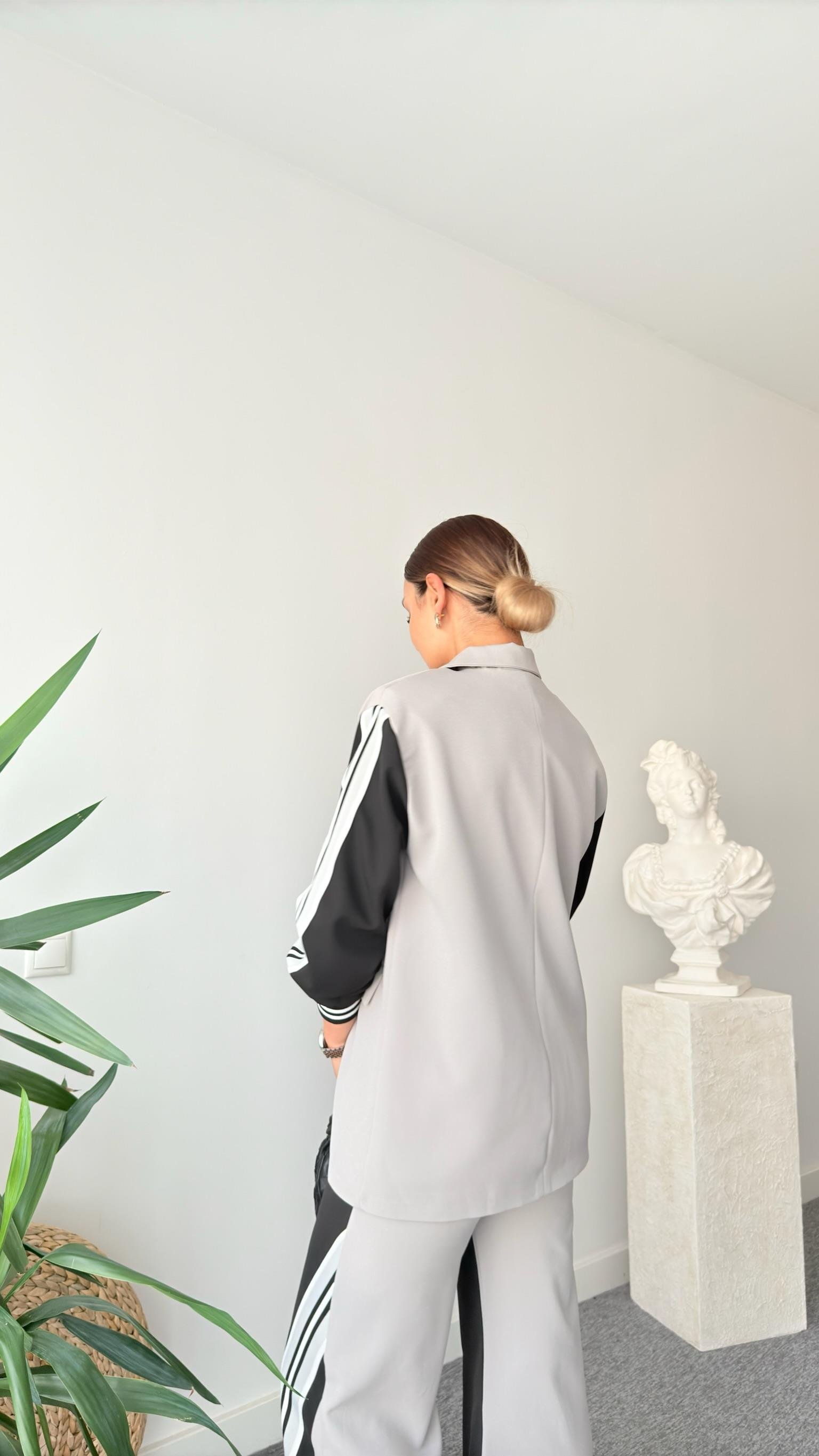 Şeritli Pantolon Blazer Ceket Takım