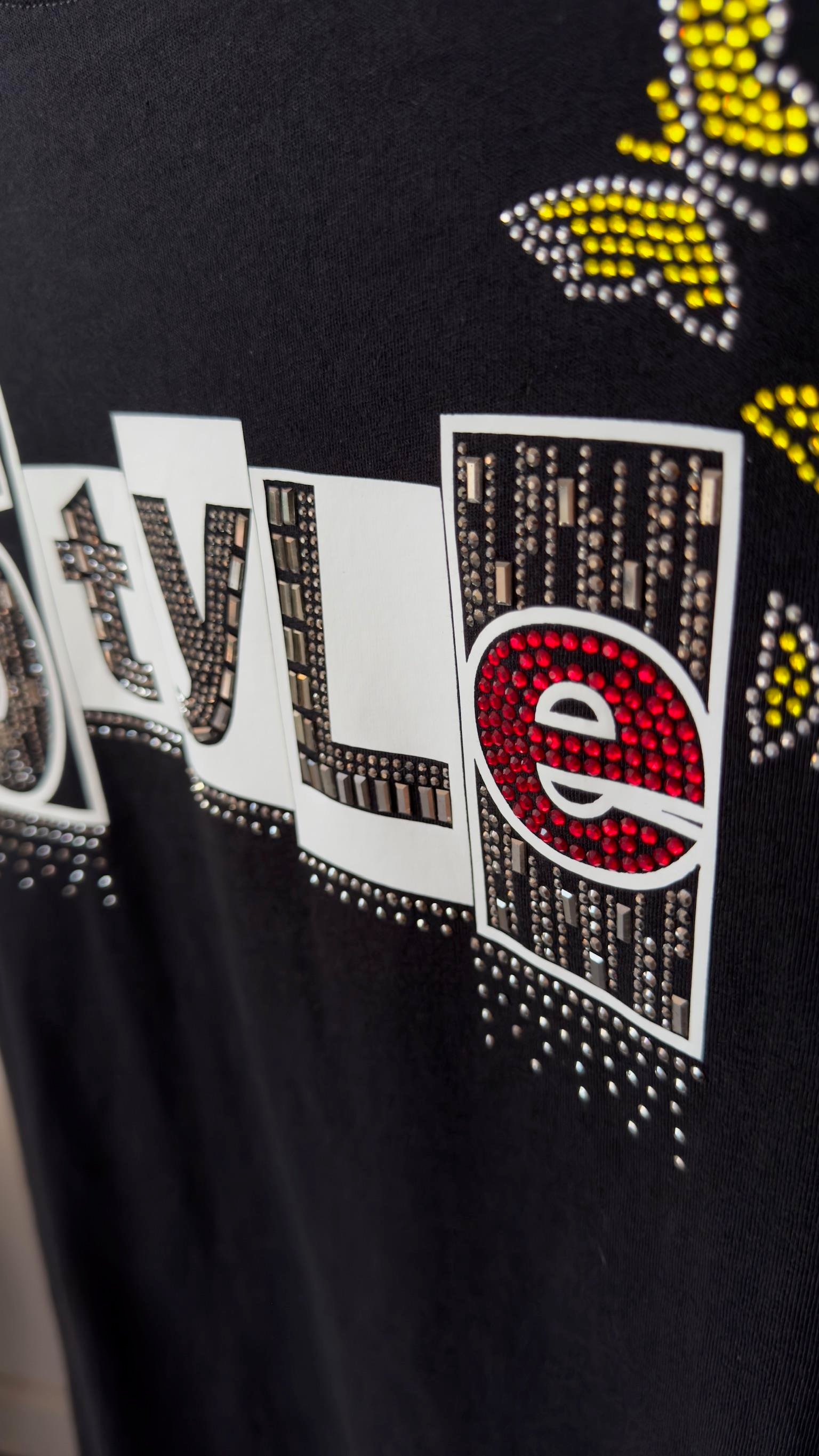 Style Taş Baskı Siyah Tshirt