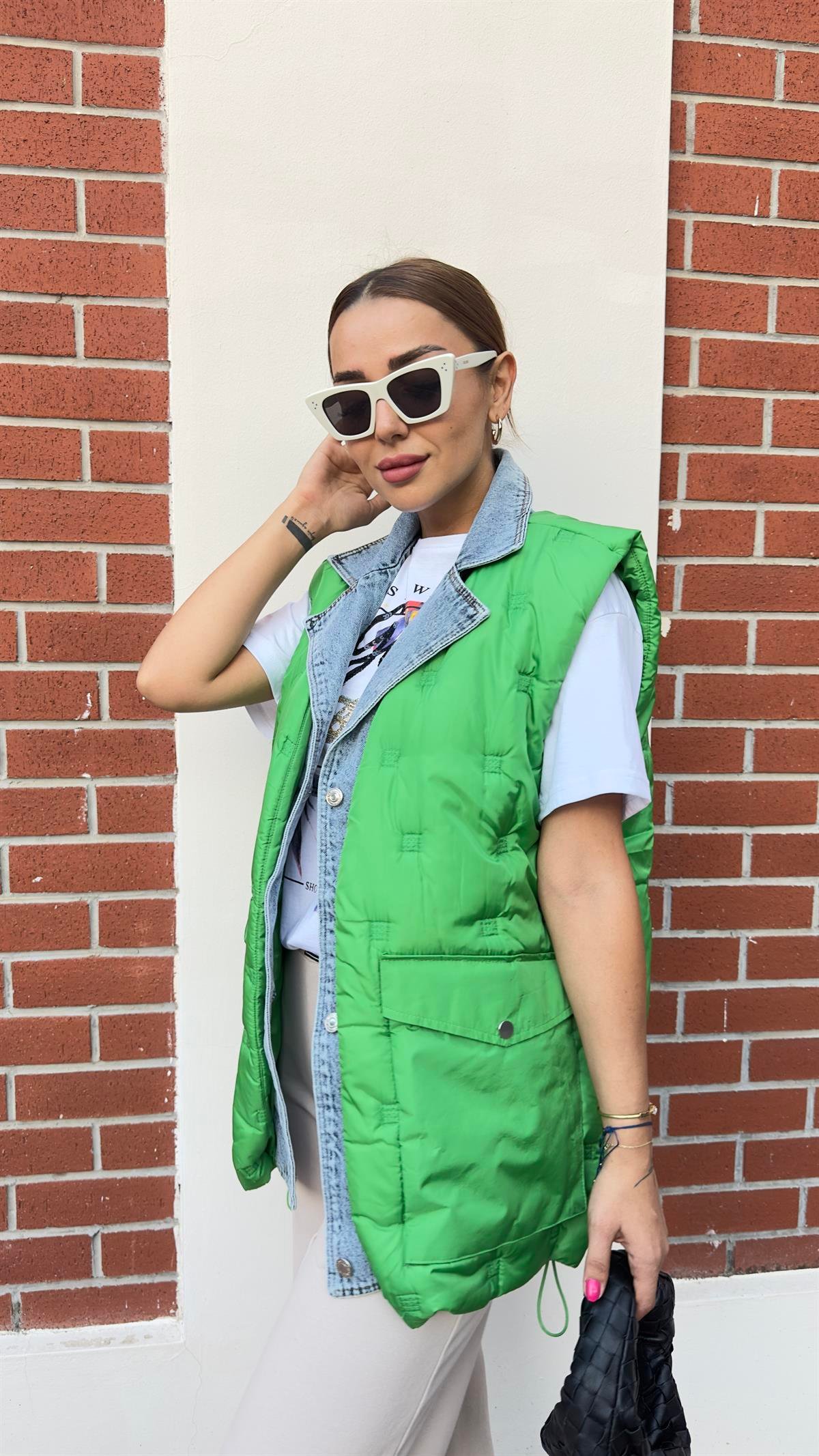 Trio Kot Detay Yeşil Şişme Yelek