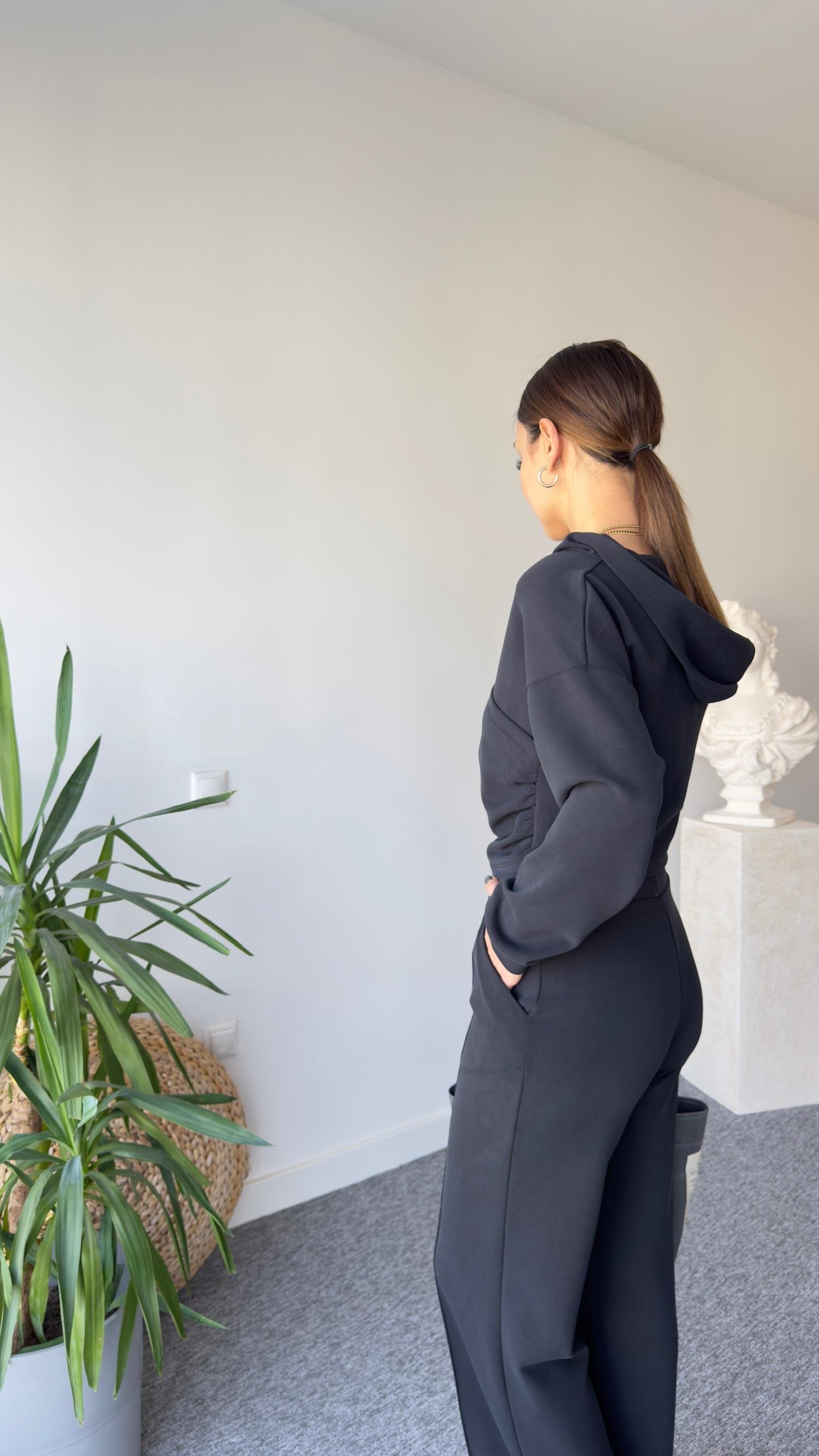 Kruvaze Model Kapüşonlu Modal Eşofman Takımı