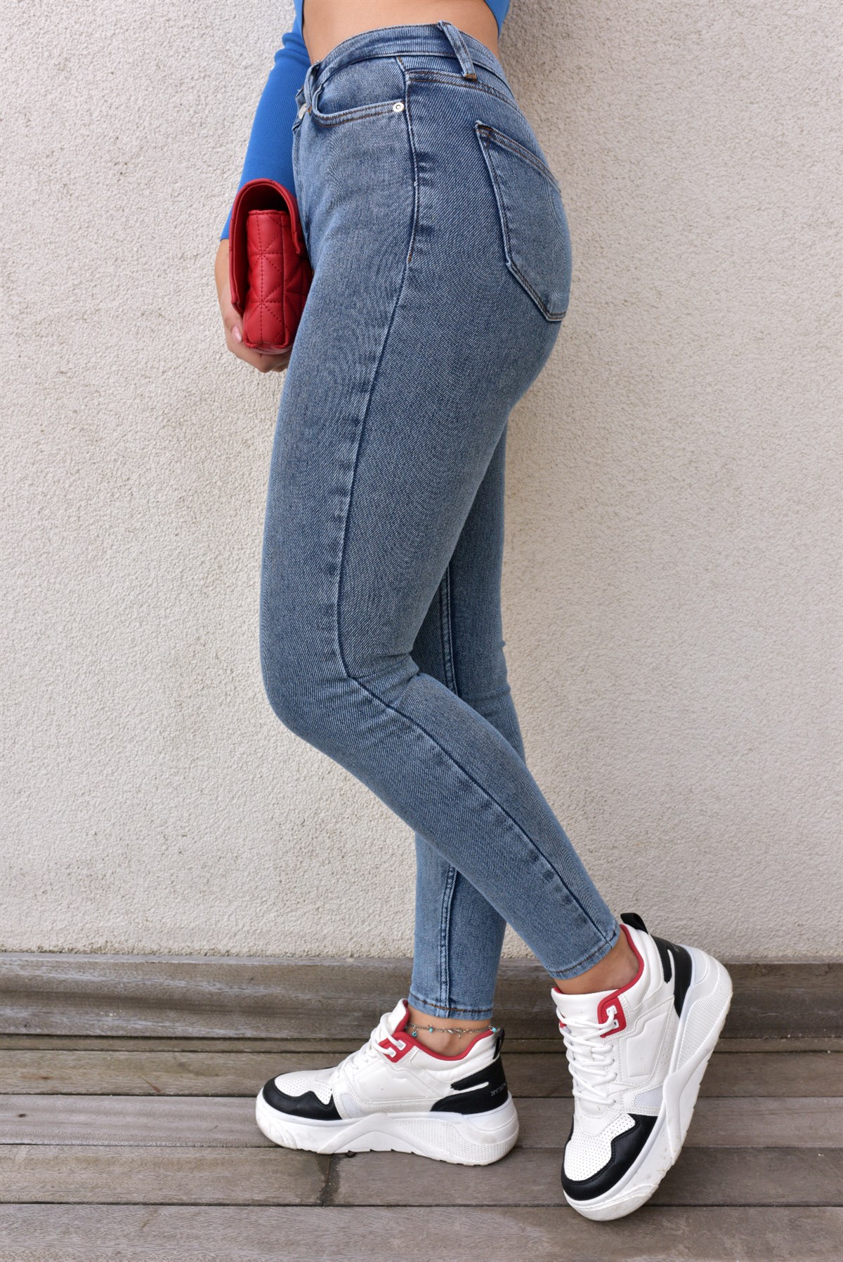 Likralı Mavi Skinny Jean