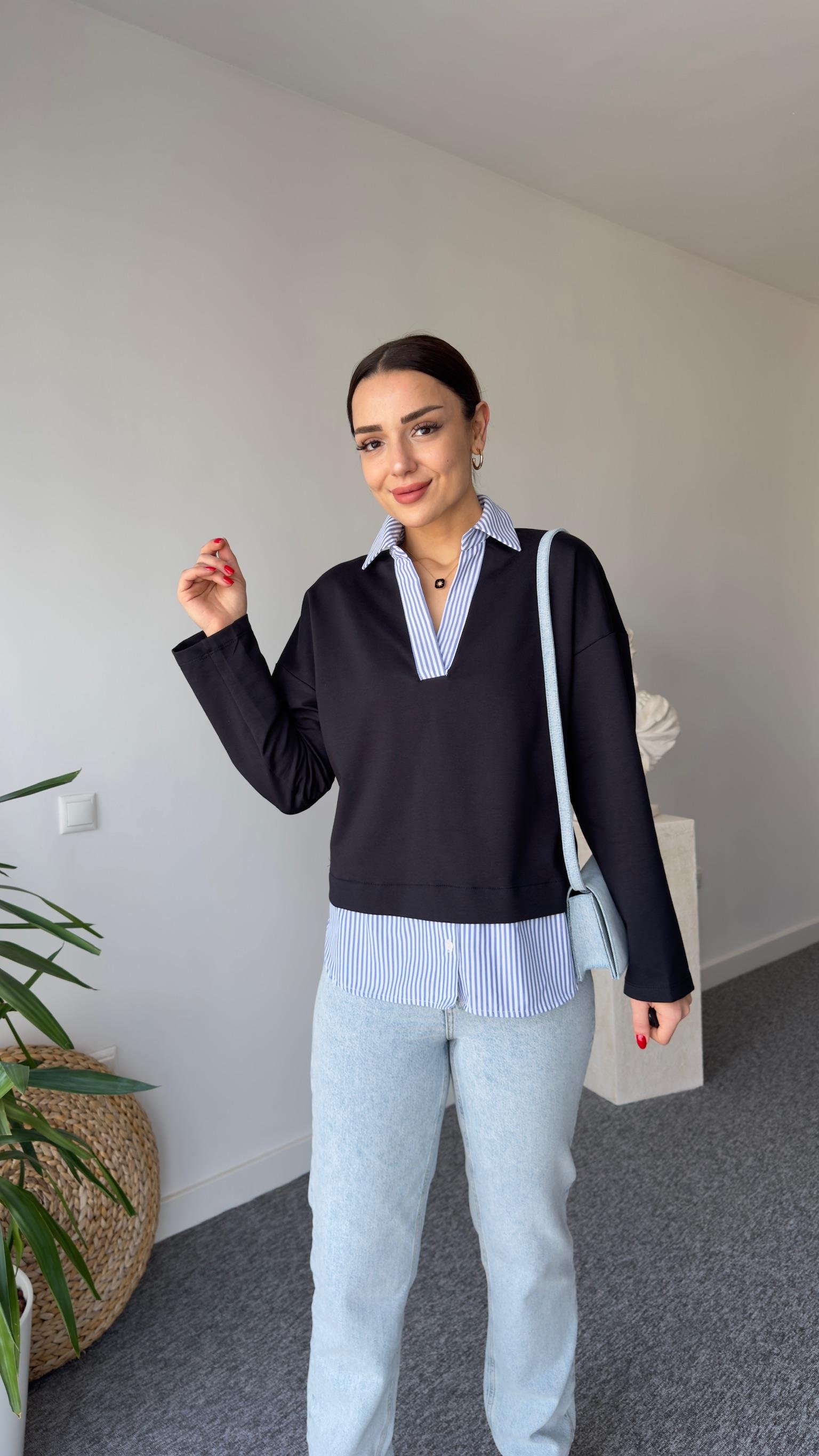 Masse Gömlek Yaka Poplin Detay Sweatshirt