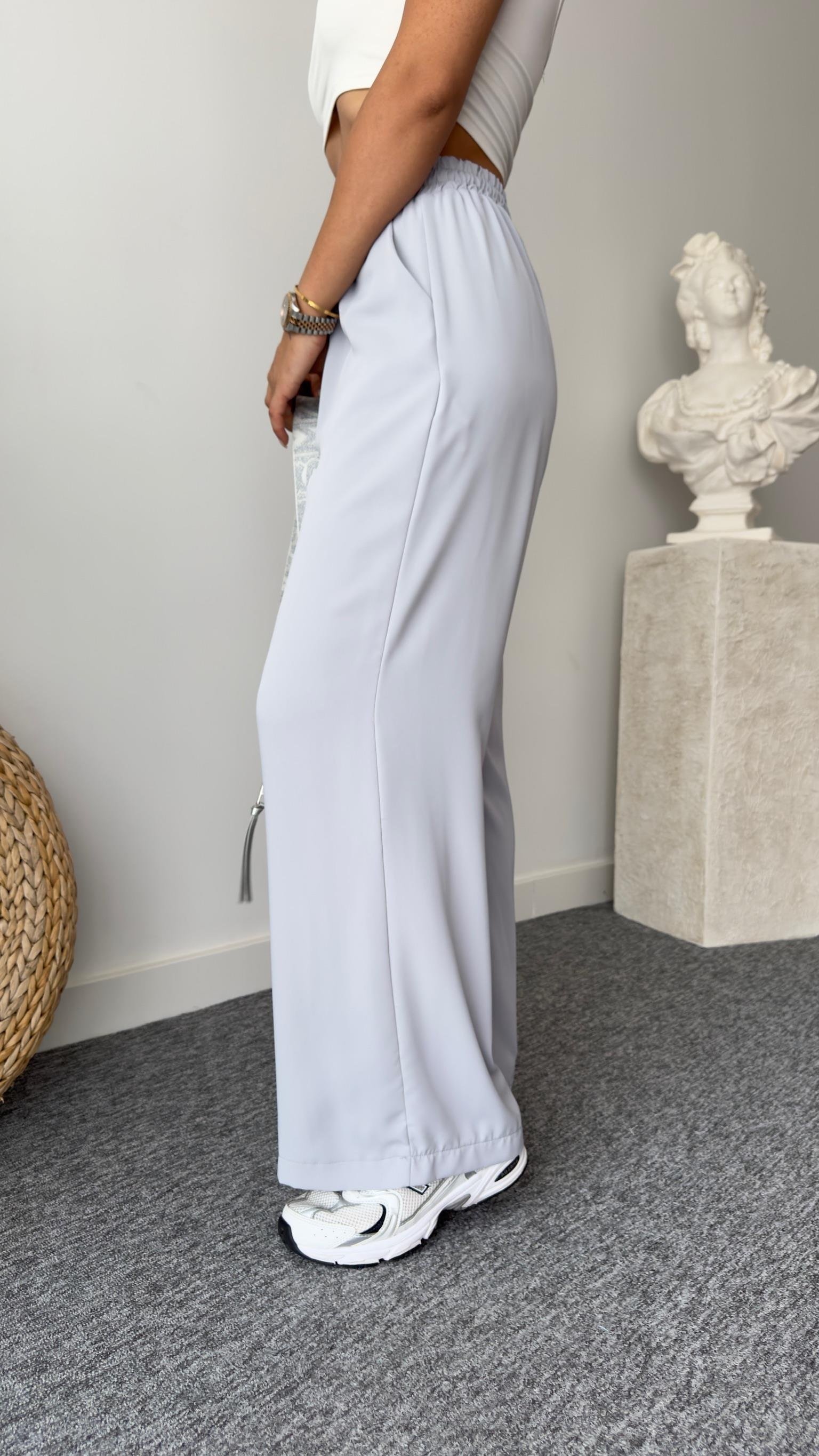 Carla Bel Lastikli Gri Palazzo Pantolon