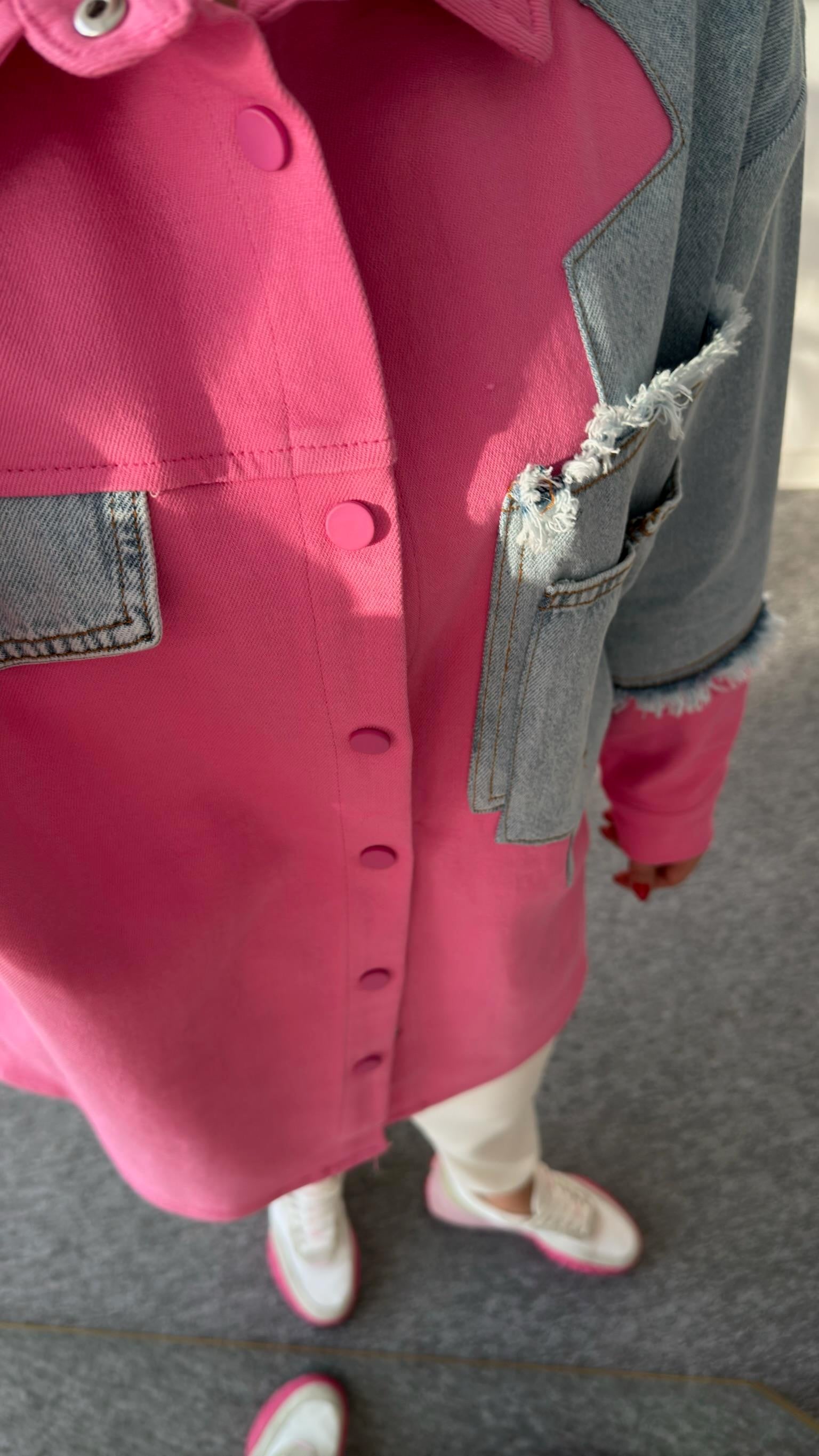 Porte Kot Garnili Salaş Pembe Ceket