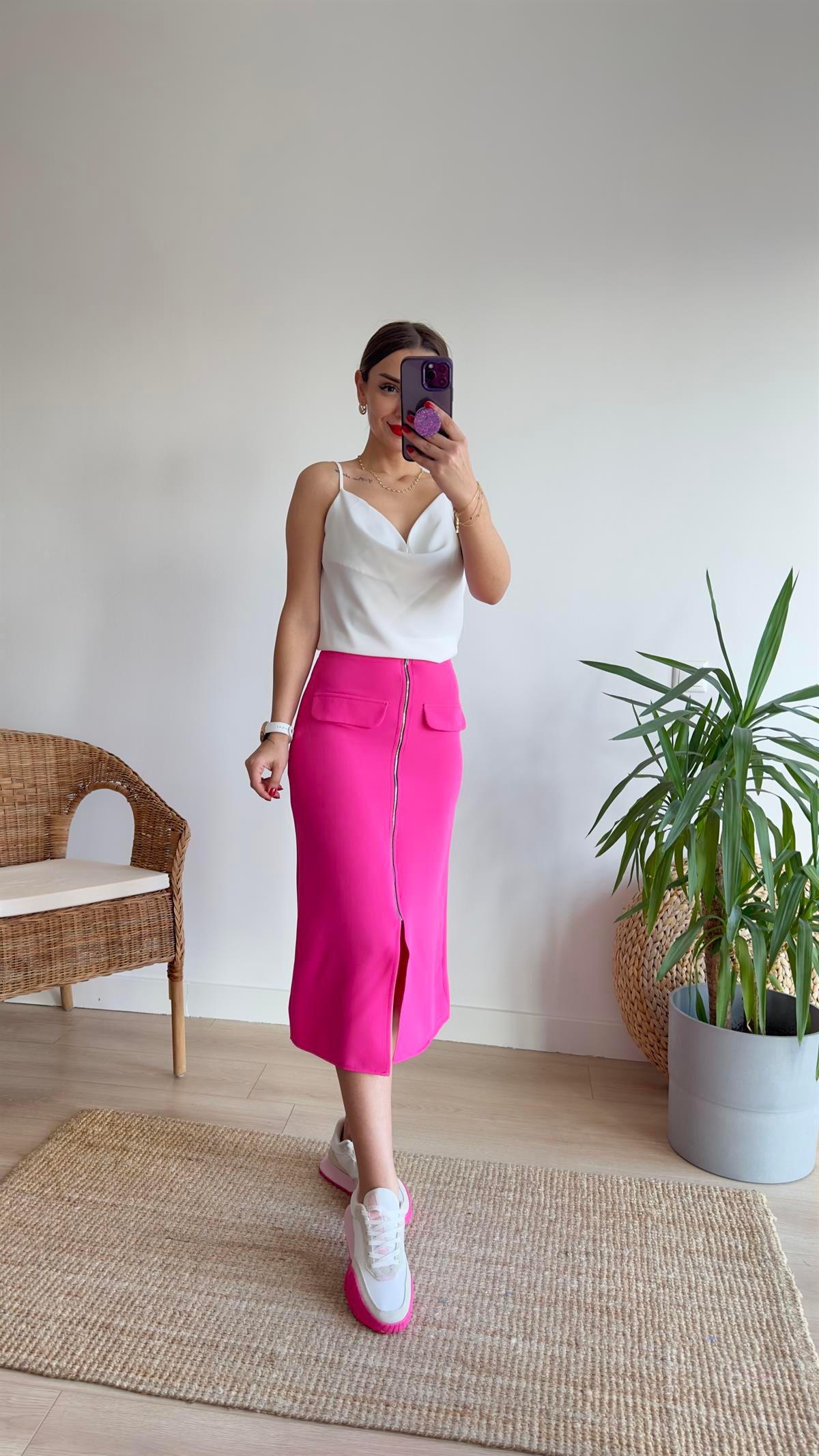 Milva Zra Model Fermuar Detay Pembe Etek