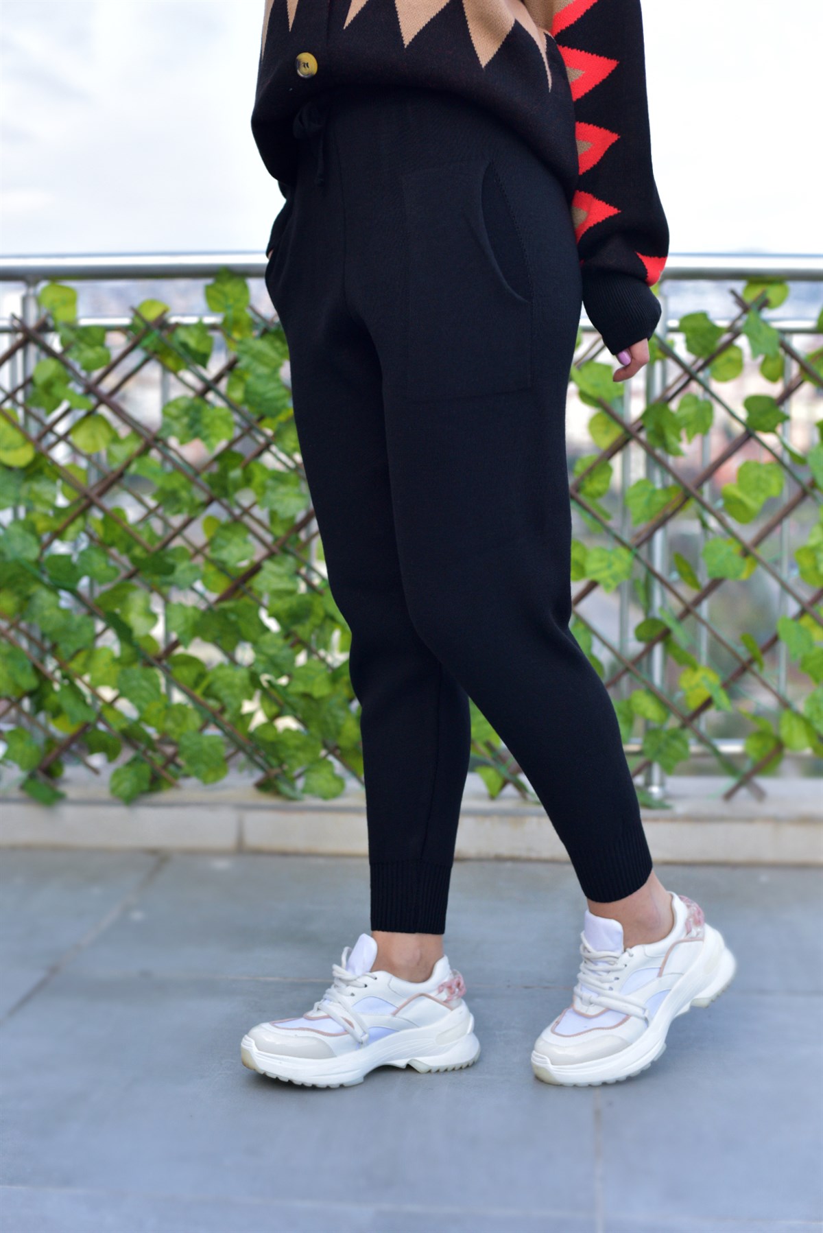 Zikzaklı Triko Takım