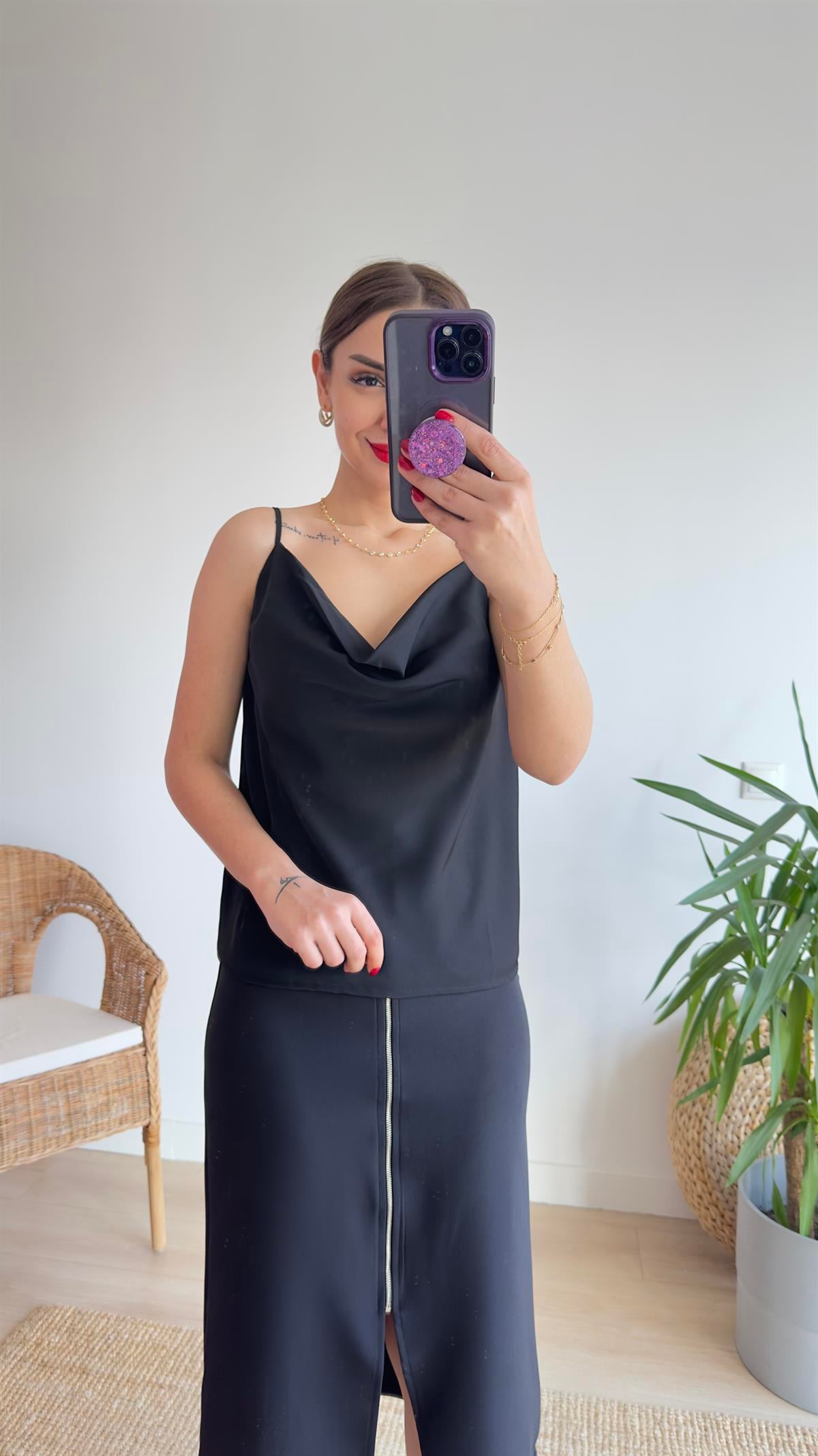 Clara Askılı Siyah Atlet