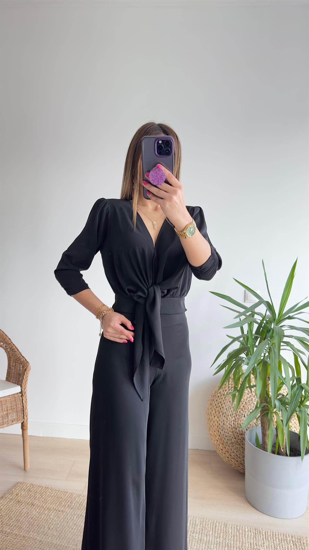 Roma Saten Bluz Pantolon Takım