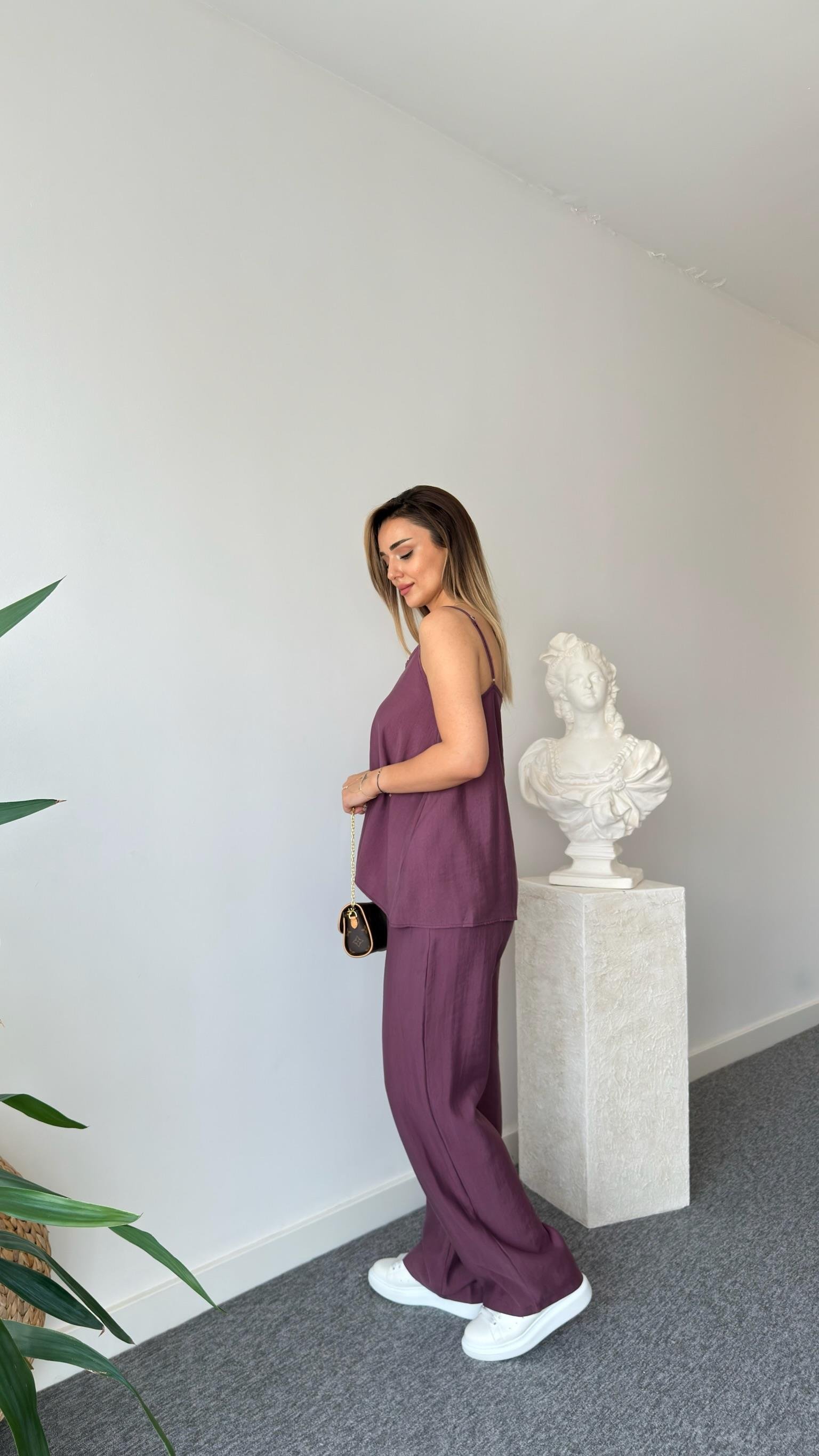 Mürdüm Elyor Tensel Bluz Pantolon Takım