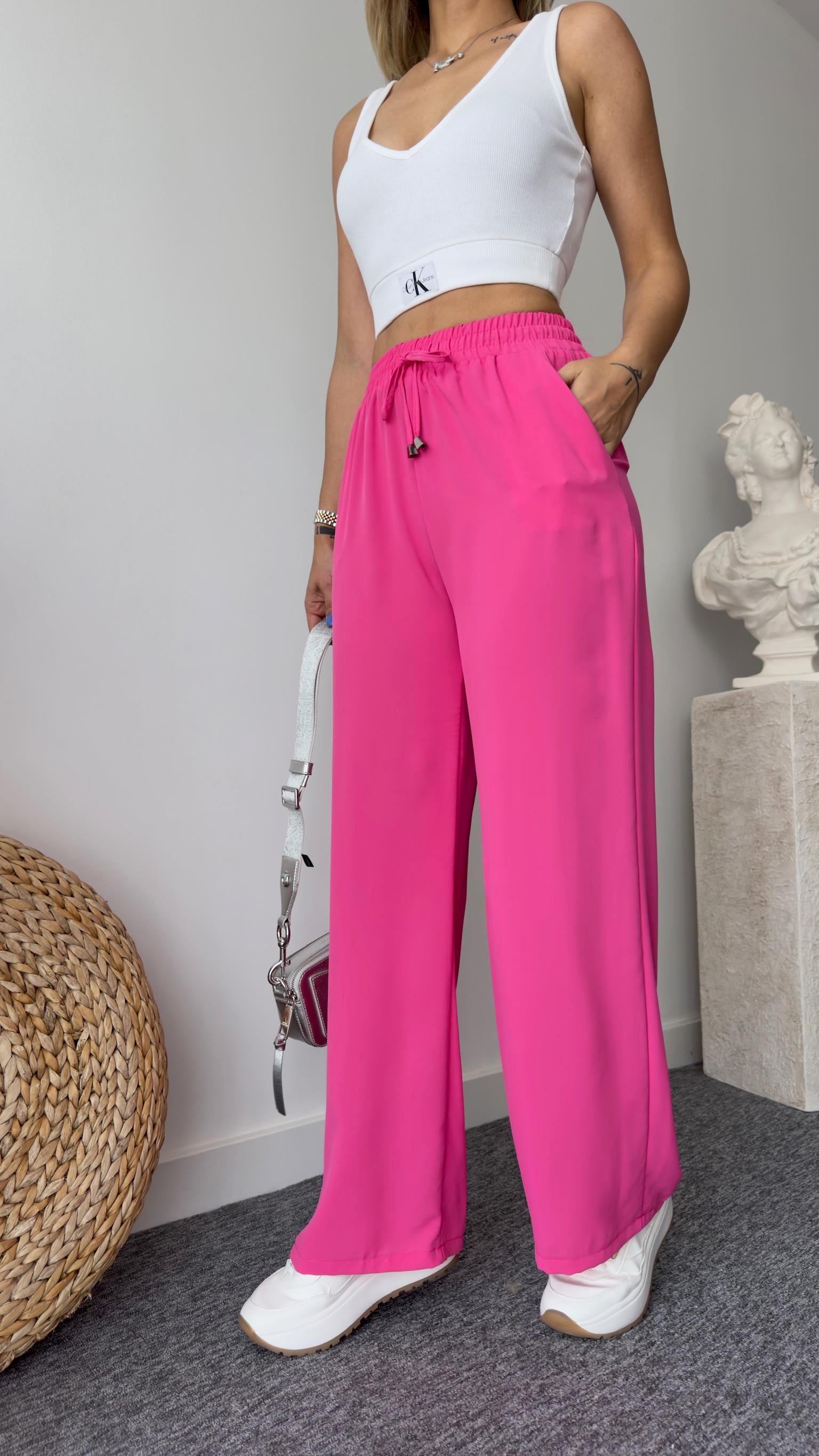 Carla Bel Lastikli Pembe Palazzo Pantolon