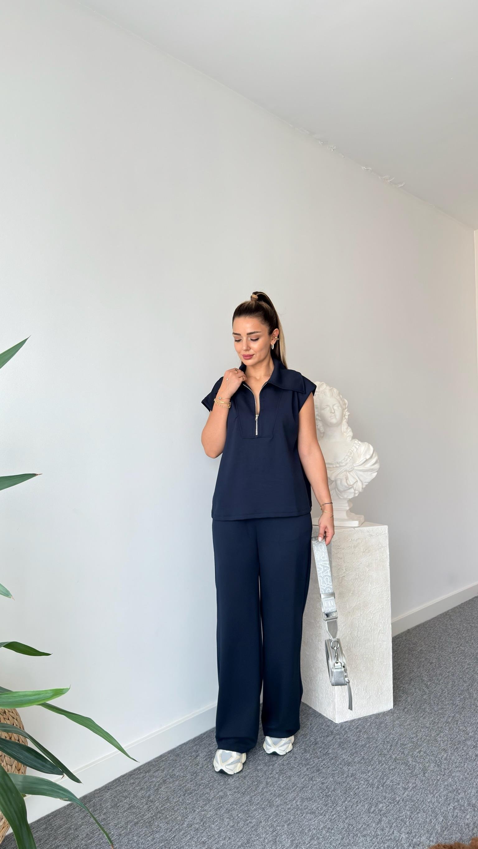 Lacivert Risal Şal Yaka Takım