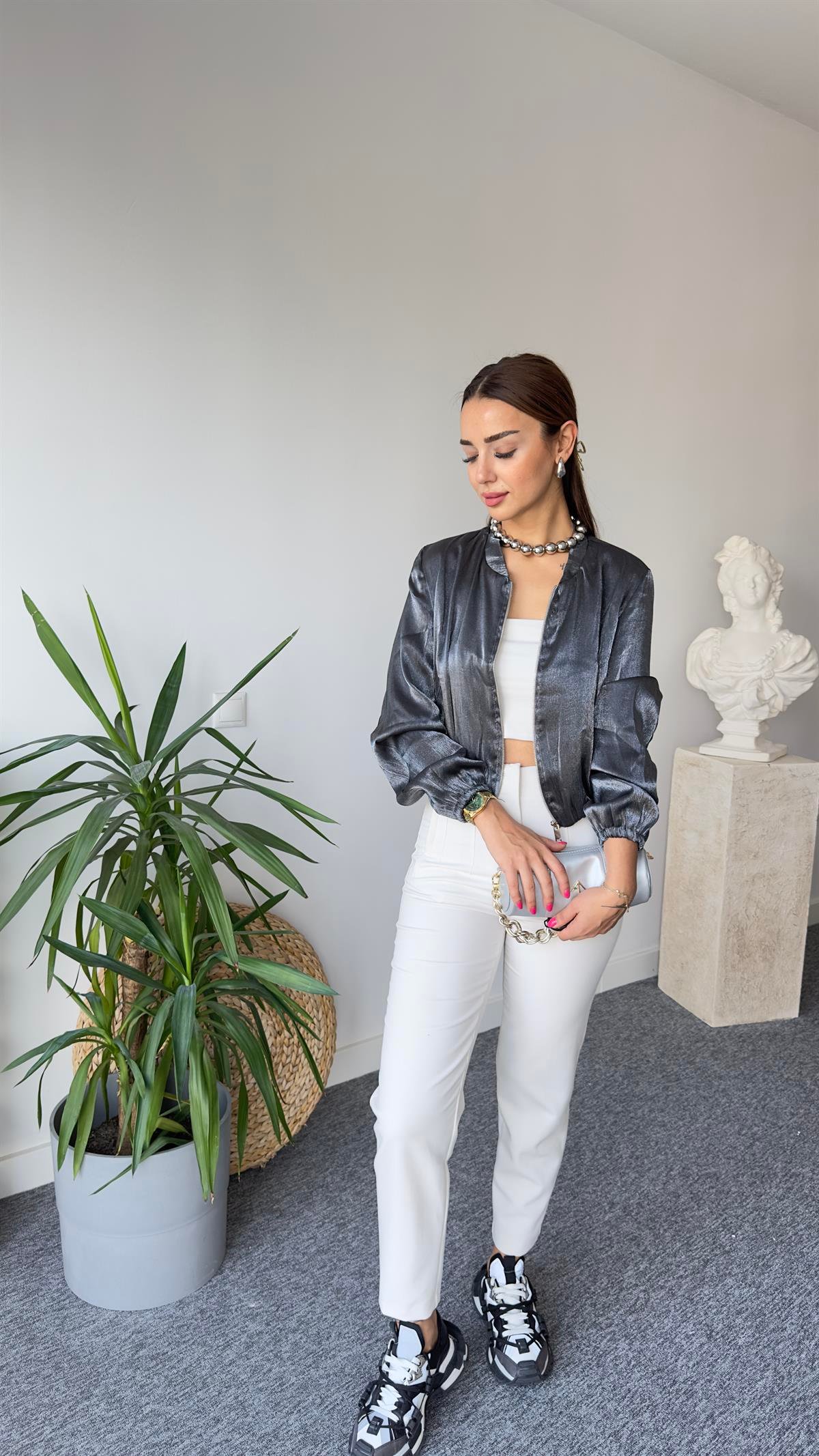 Zra Model Saten Folyo Baskı Ceket