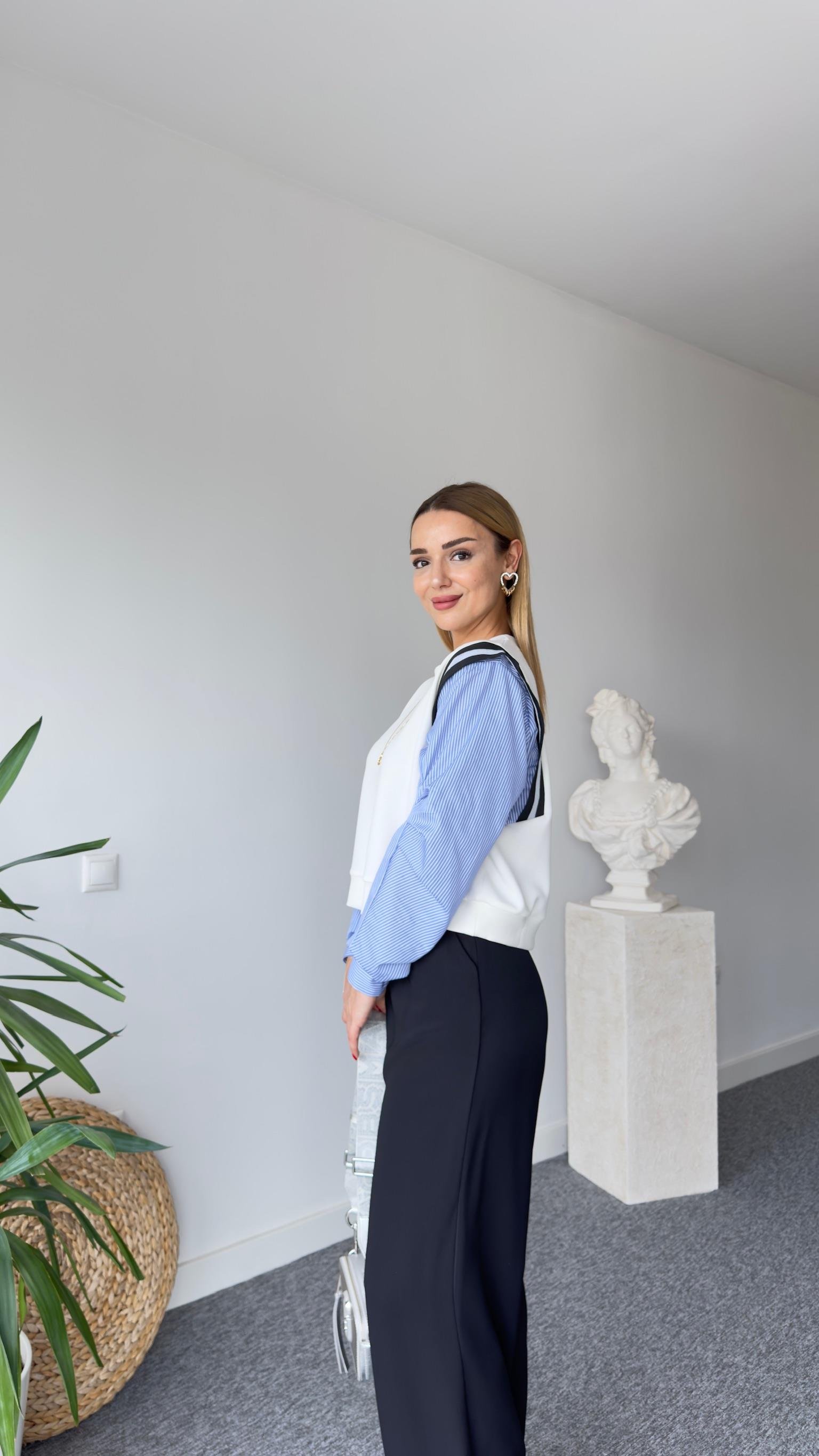 Pedre Kollar Gömlek Detay İnce Ekru Sweat