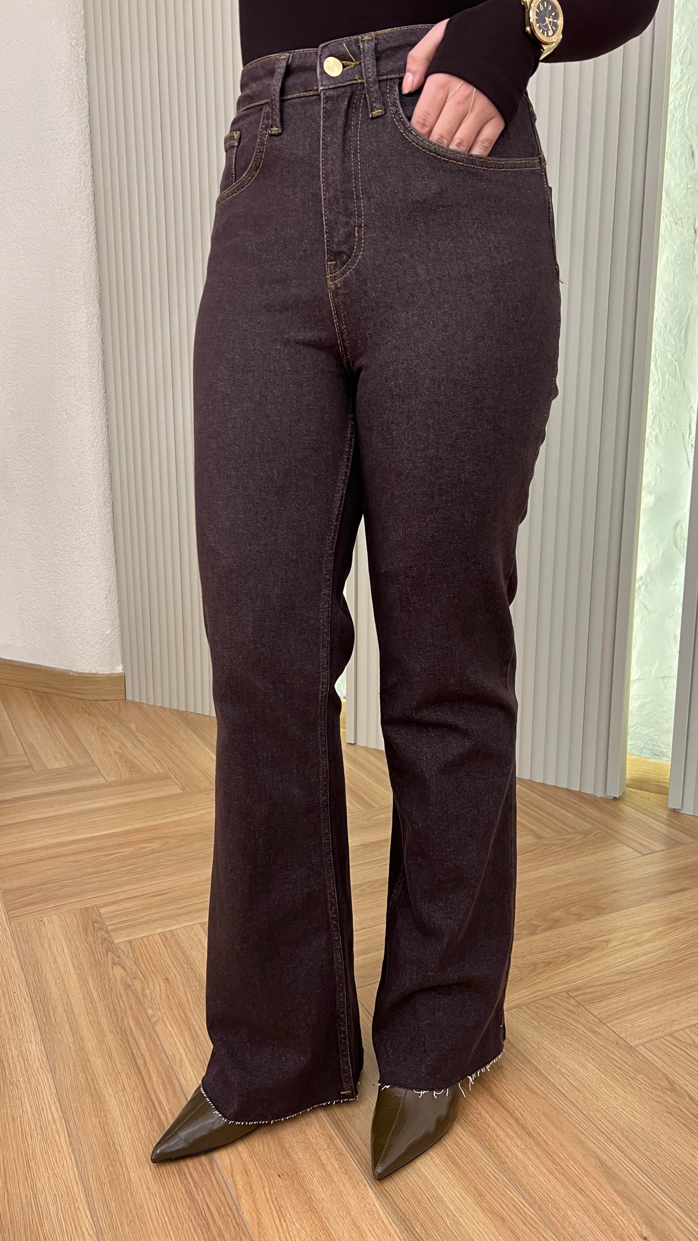 Kahve Harlem Push Up Etkili Likralı Jean