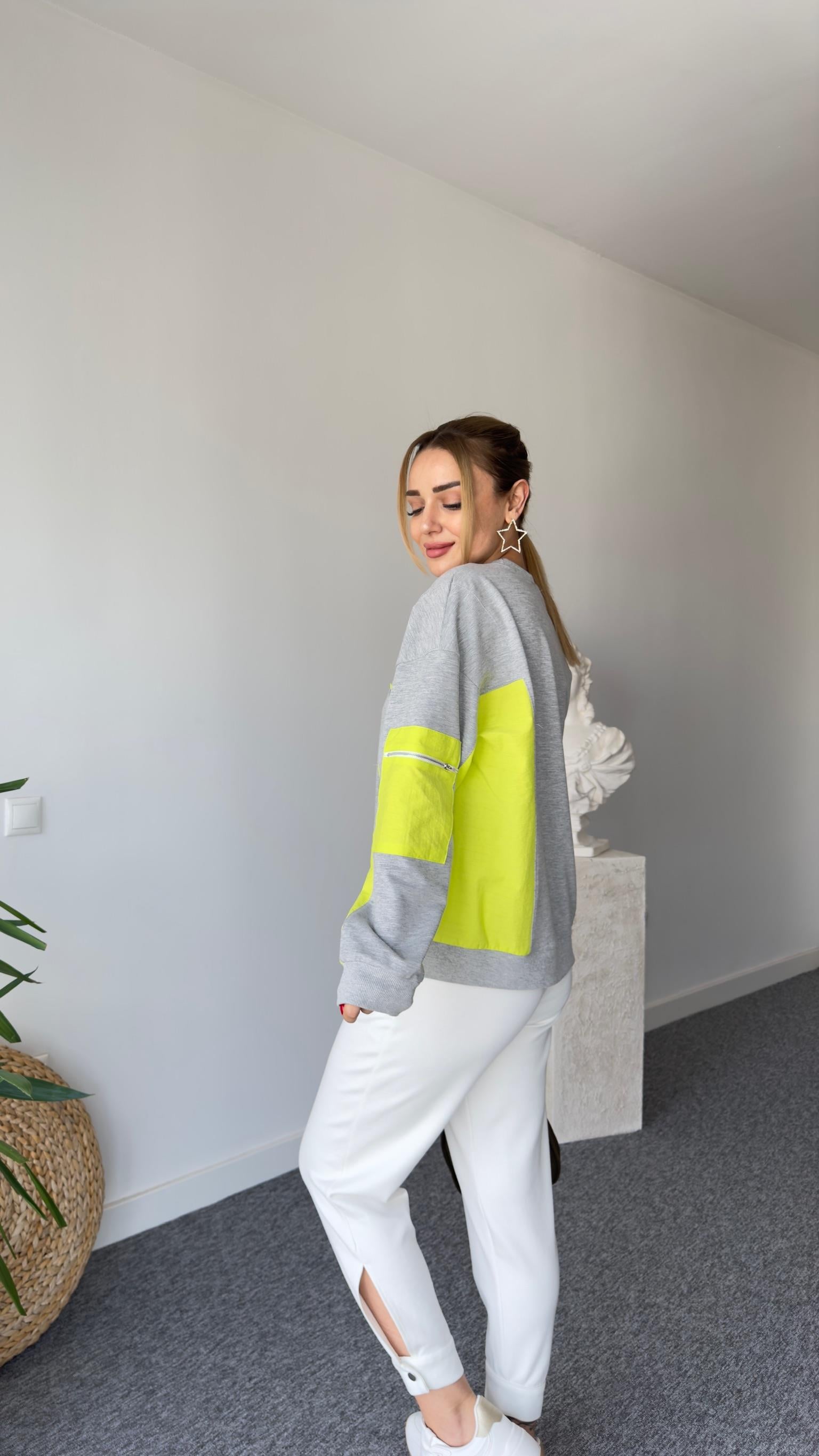 Tws Model Yeşil Paraşüt Garnili İnce Sweat