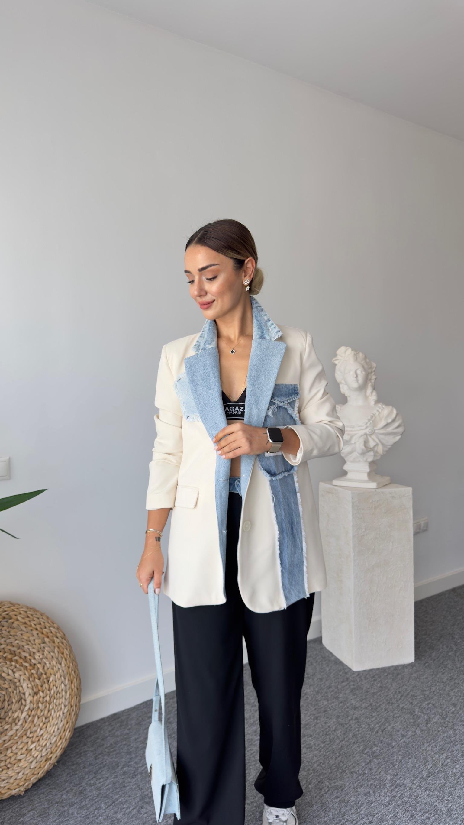 Degra Kot Garnil Ekru Blazer Ceket
