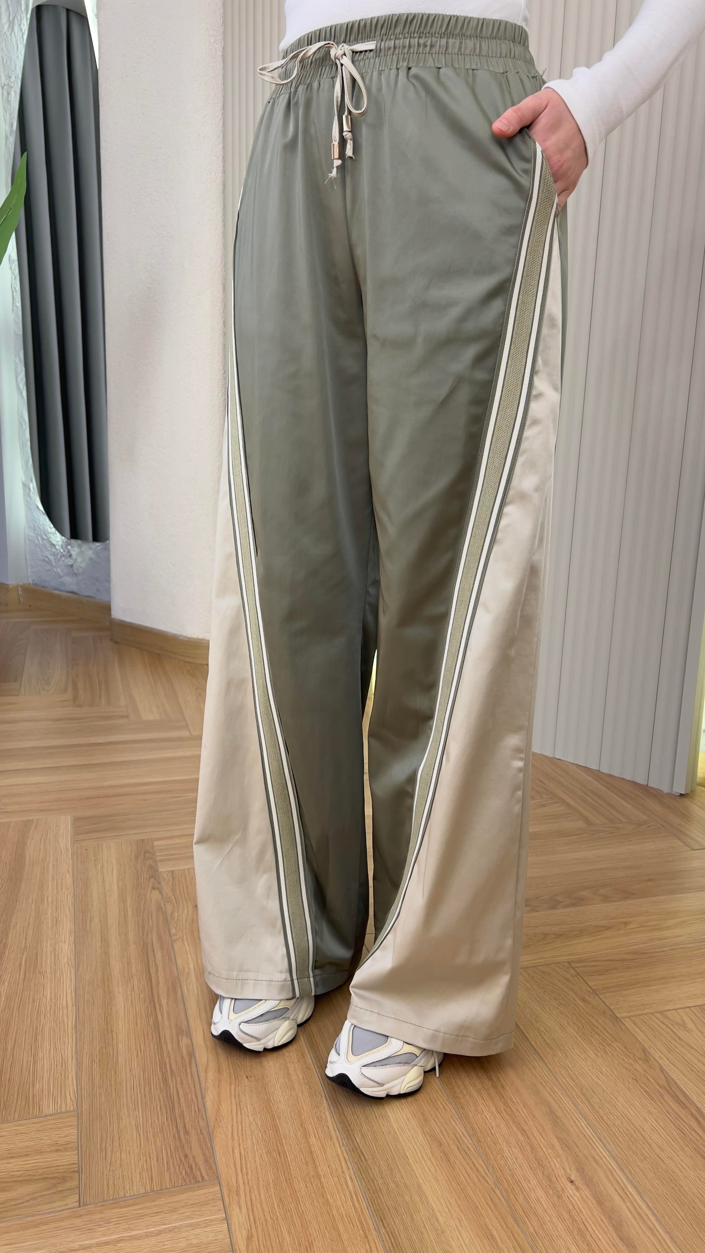 Velha Şerit Detaylı Tok Saten Pantolon