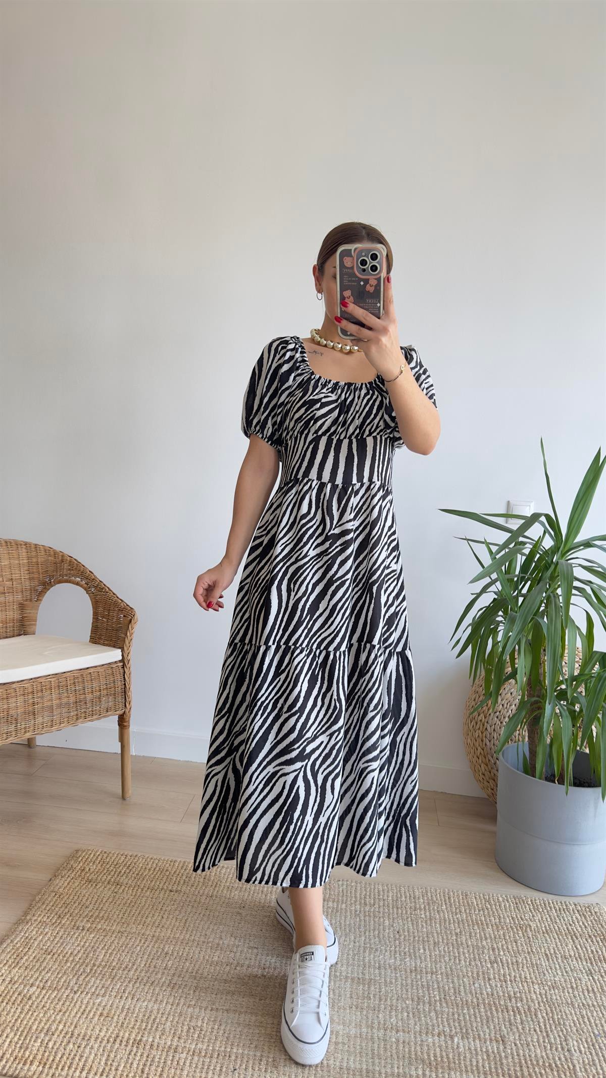 Peste Orj Marka Gipeli Zebra Elbise