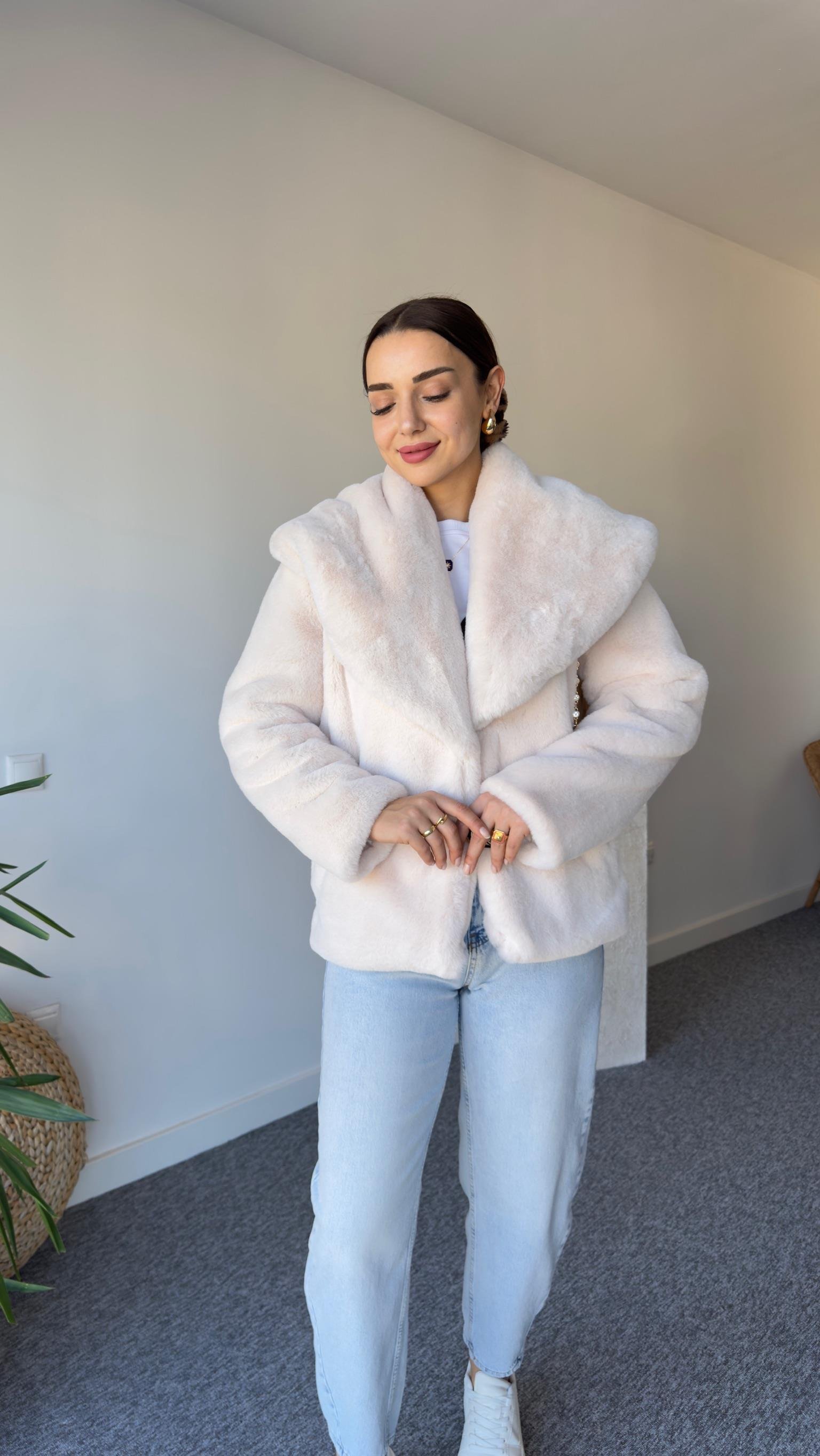 Premium Şal Yaka Ekru Kürk