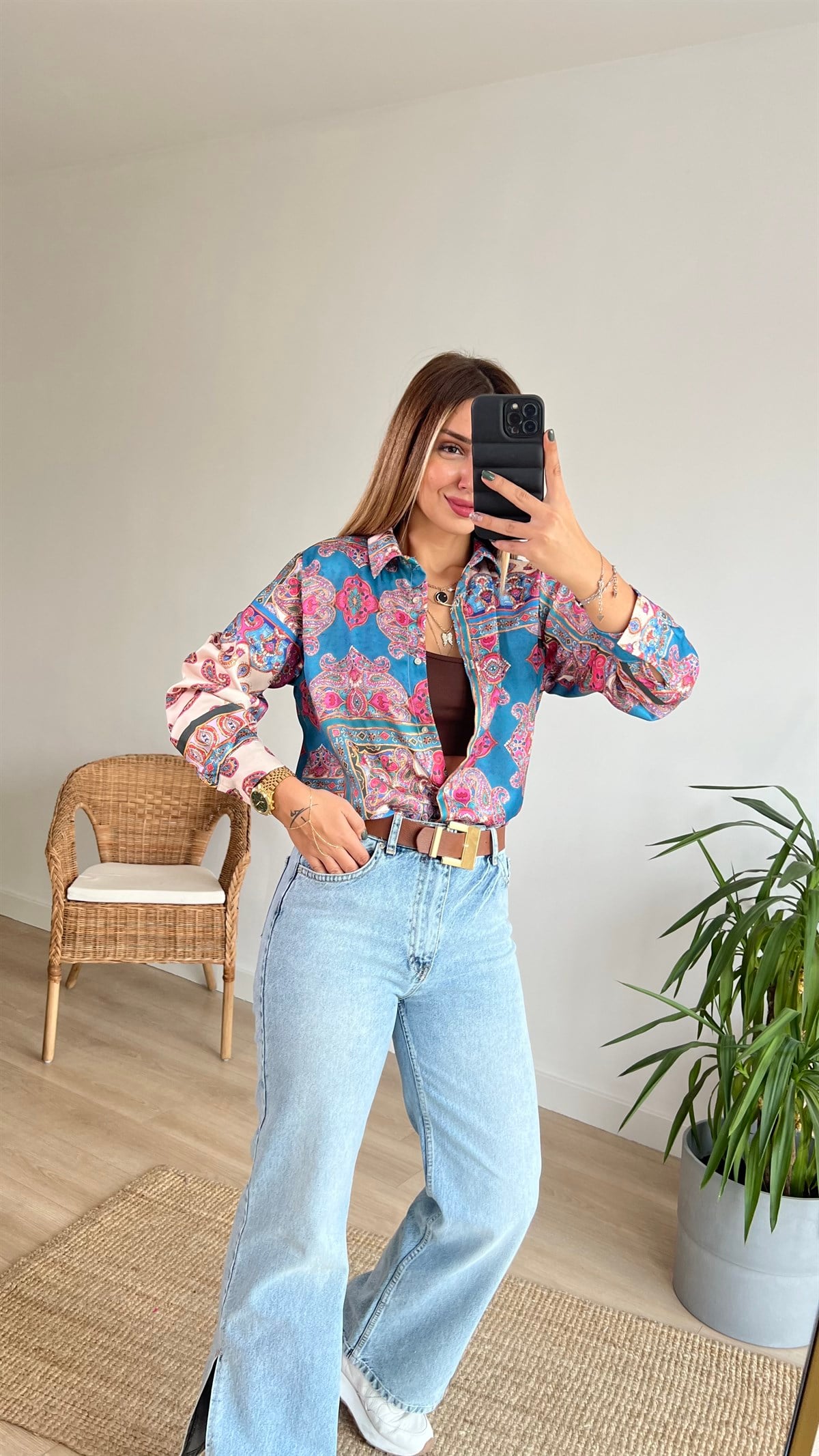 Zara Model Etnik Desen Gömlek