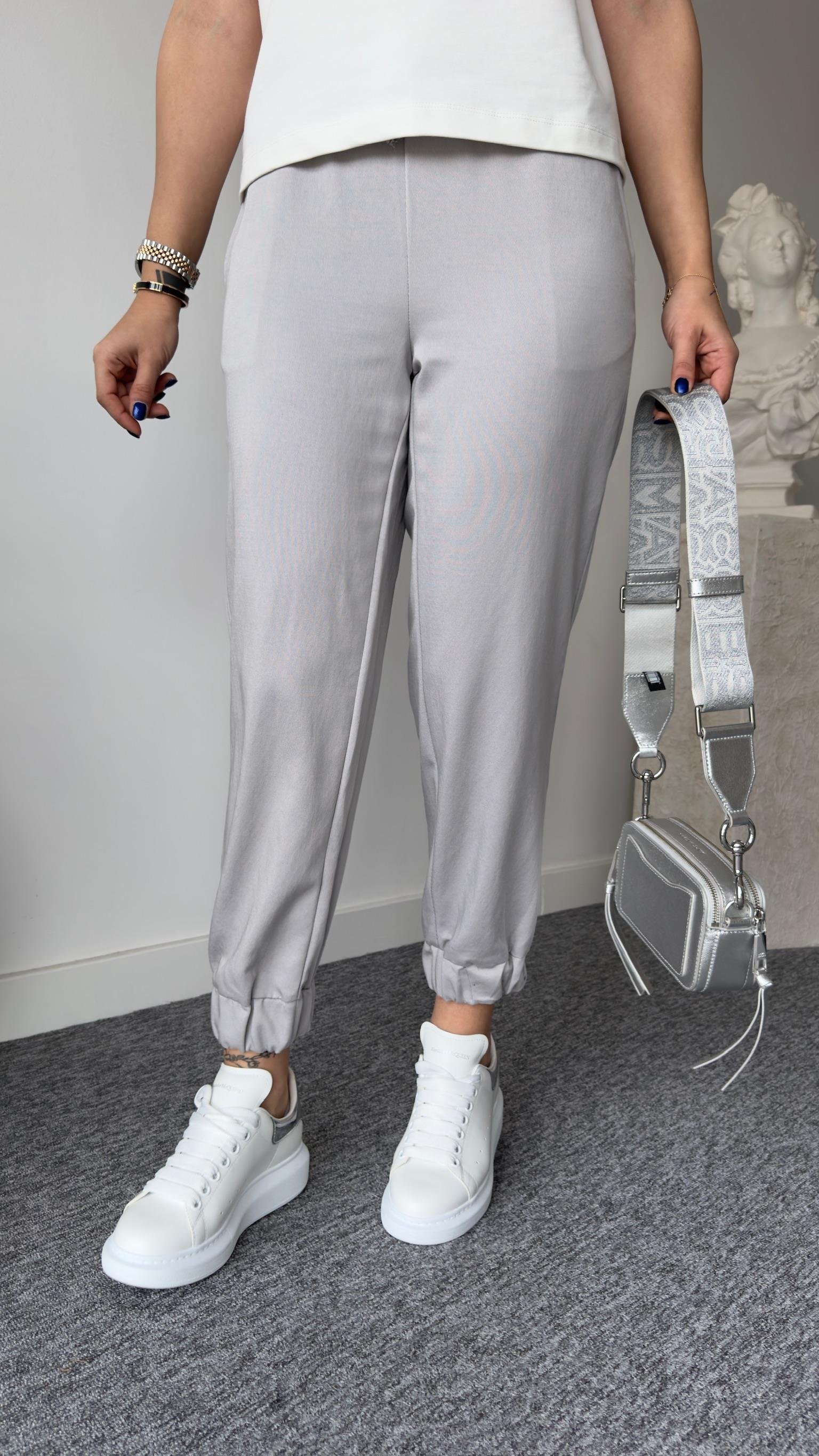 Paça Lastikli Gri Modal Gabardin Pantolon