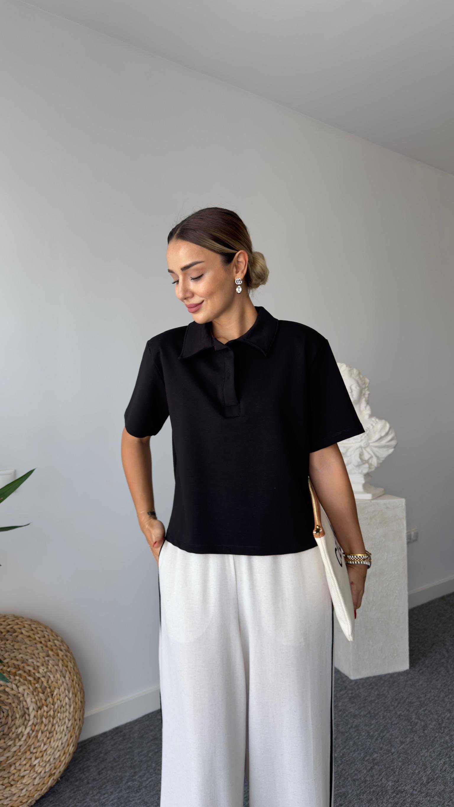 Polo Yaka Siyah Basic Tshirt