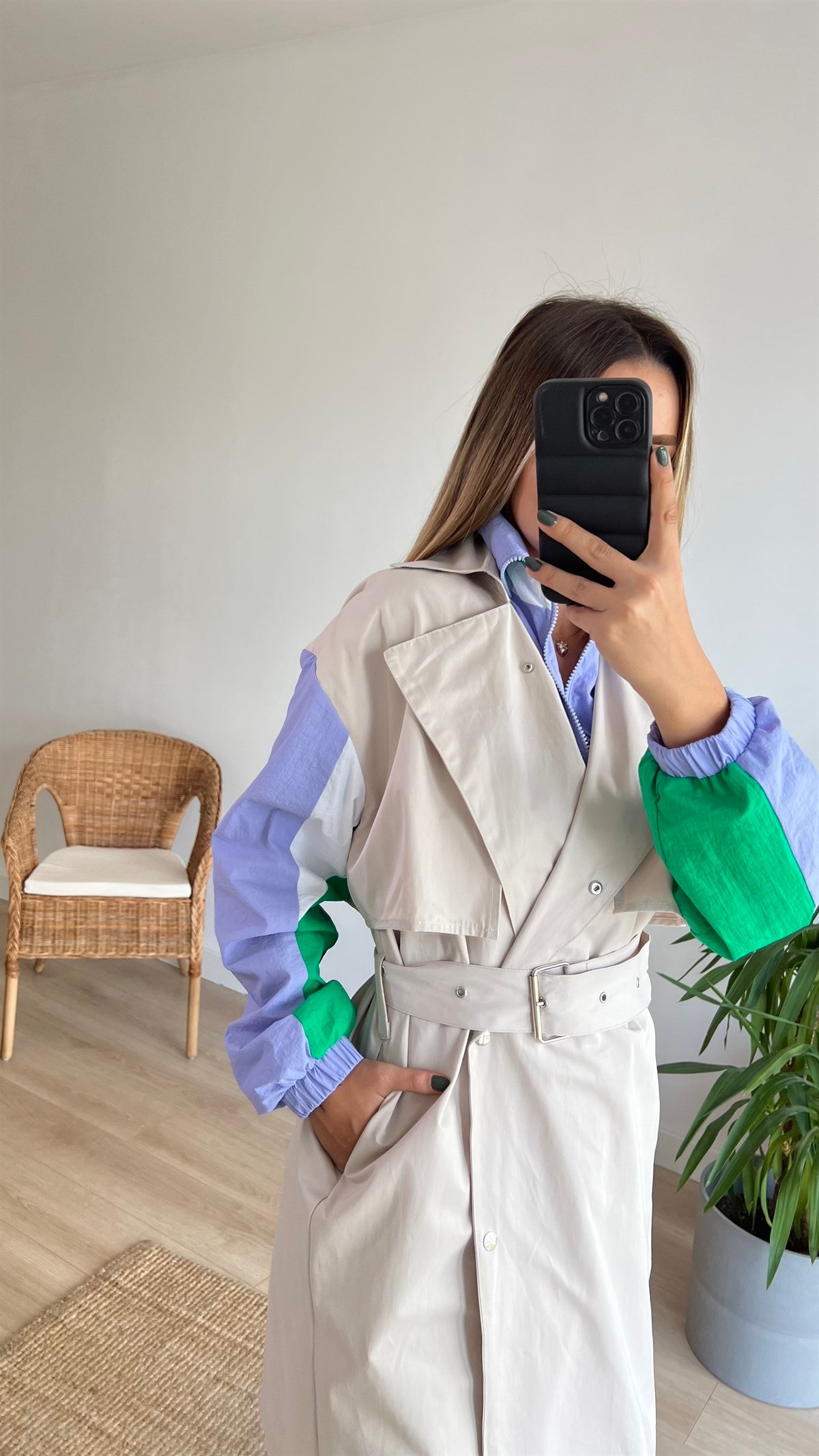 Garnili Krem Tasarım Trenchcoat
