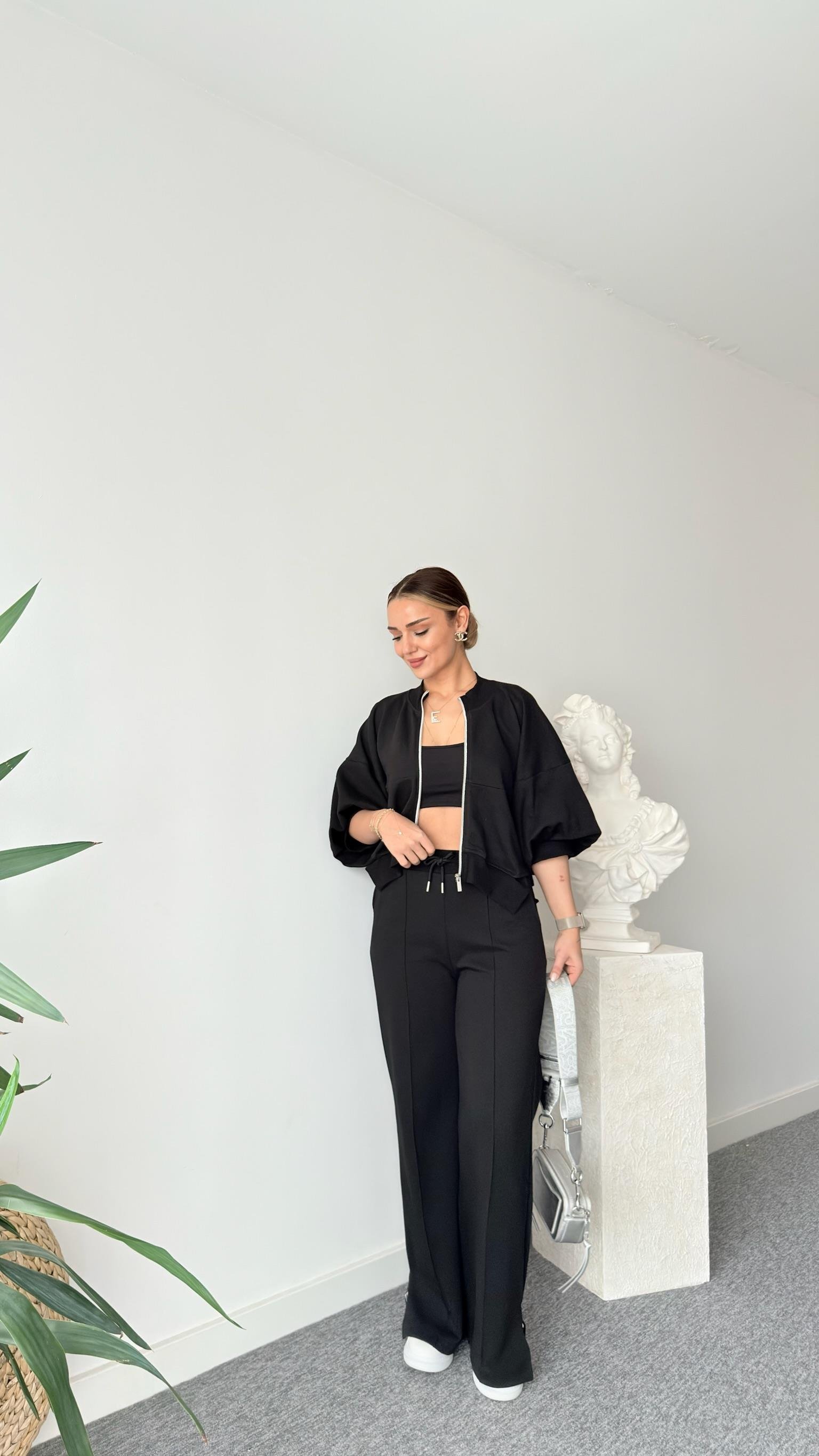 Siyah Lamela Tws Model Eşofman Takımı