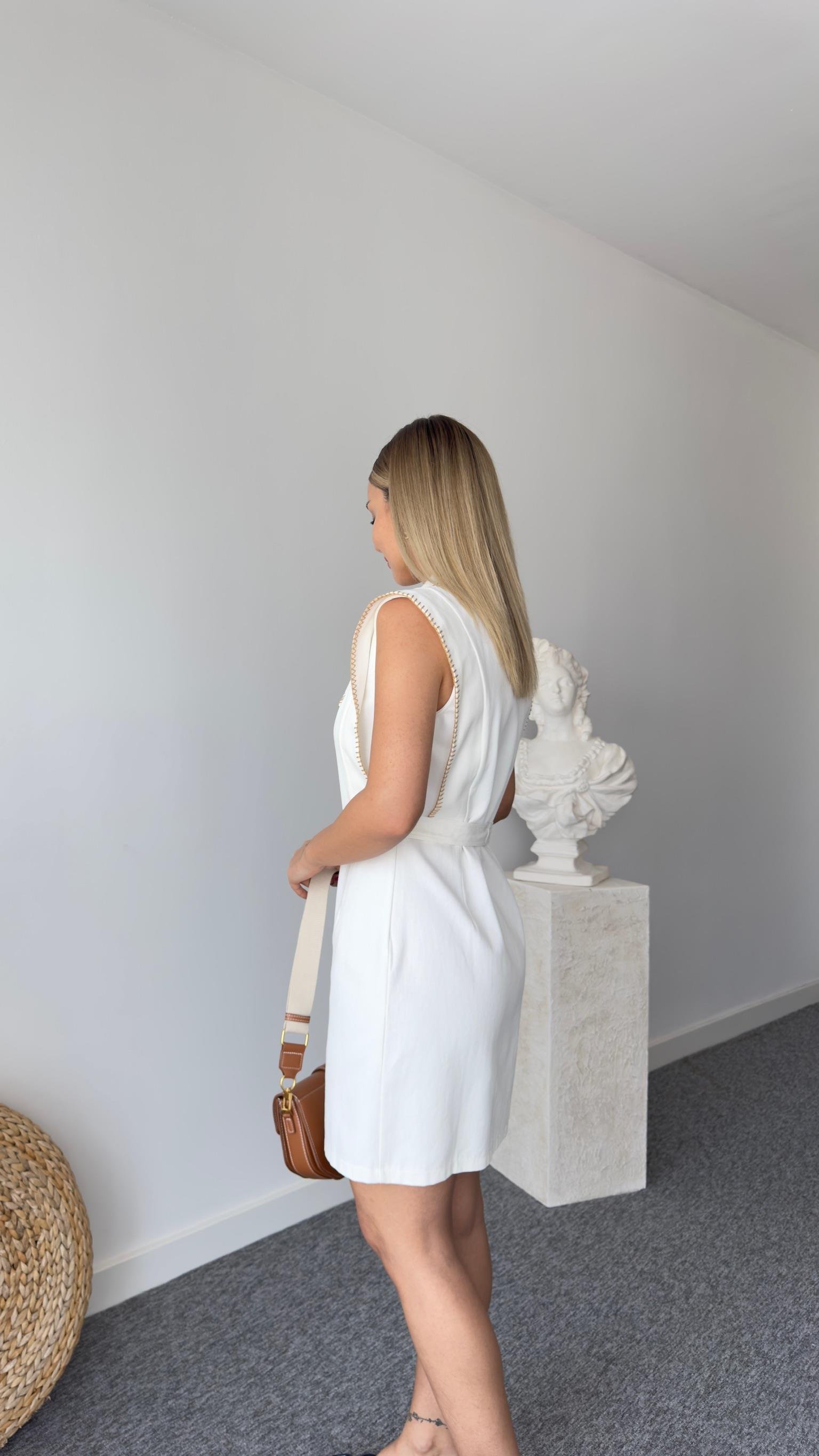 Marka Model Çoban Dikişli Ekru Gabardin Elbise 