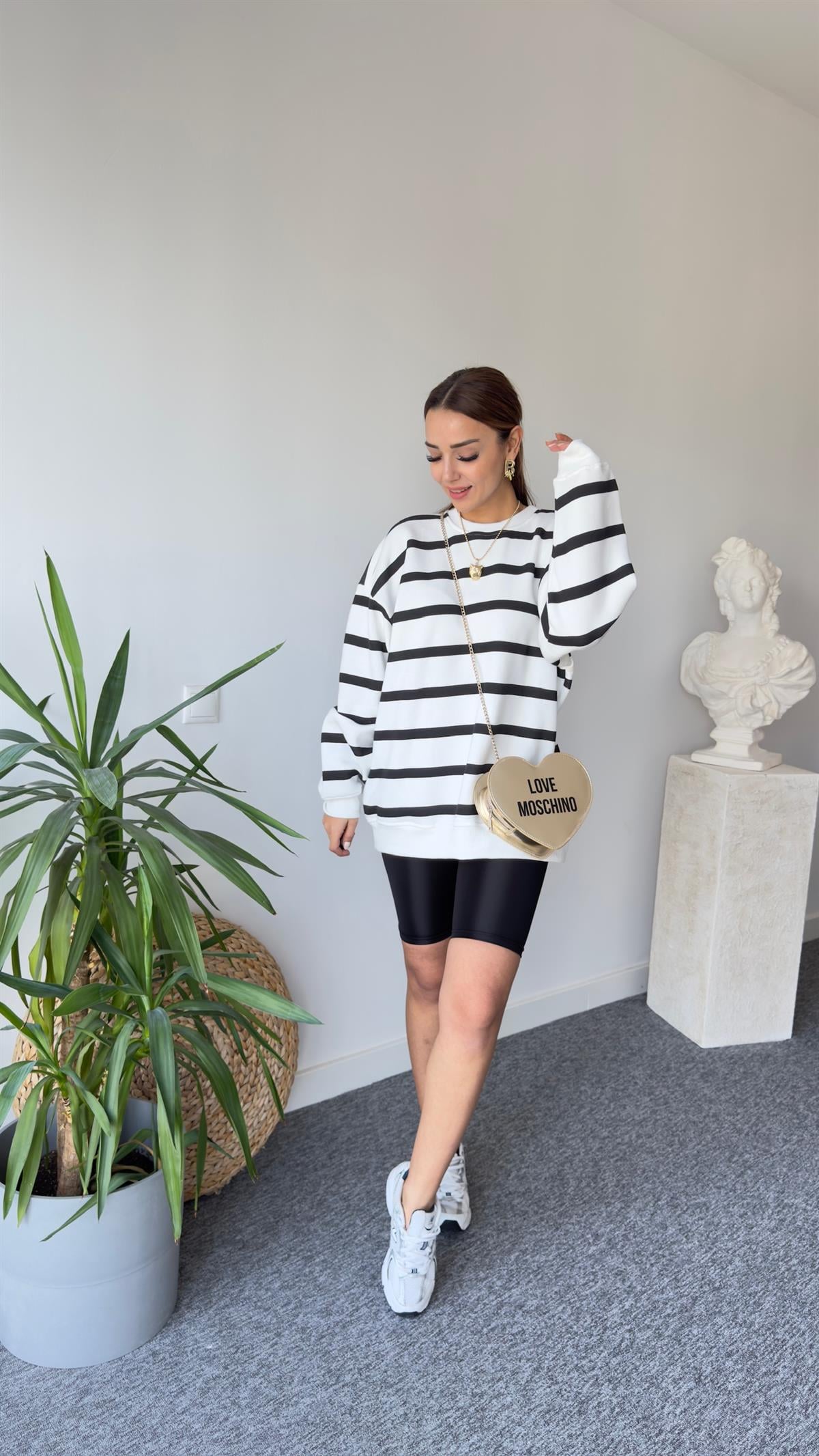 Raise Siyah Çizgili Şardonlu Sweat