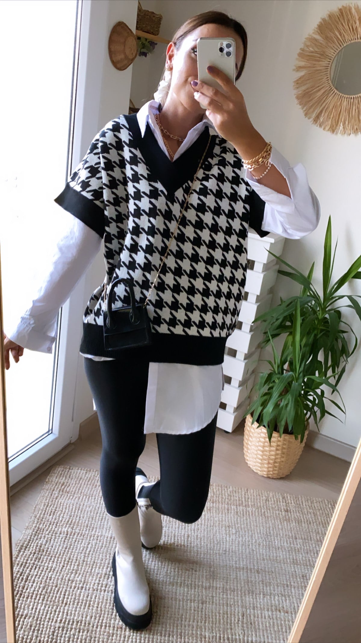 Kaz Ayağı Desen Süveter