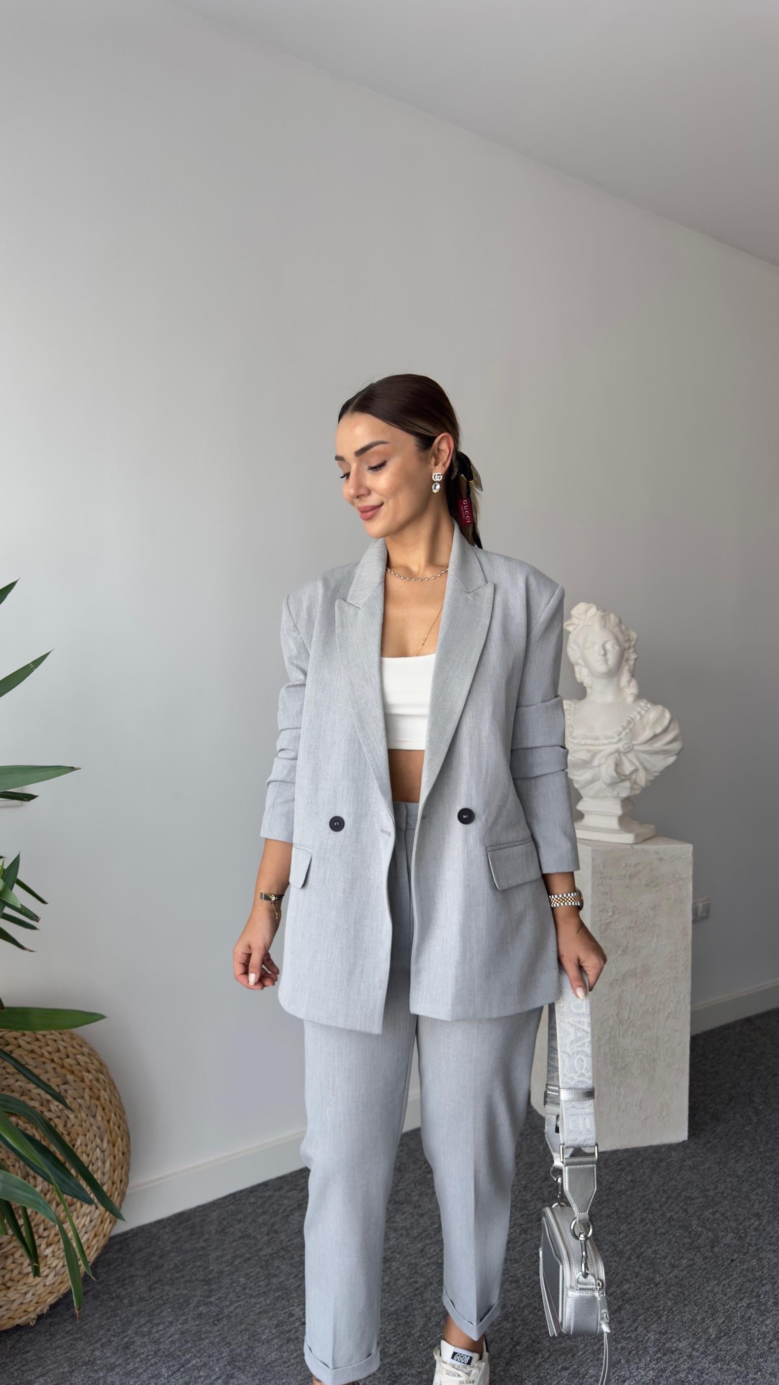 Belize Zra Gri Ceket Pantolon Takım