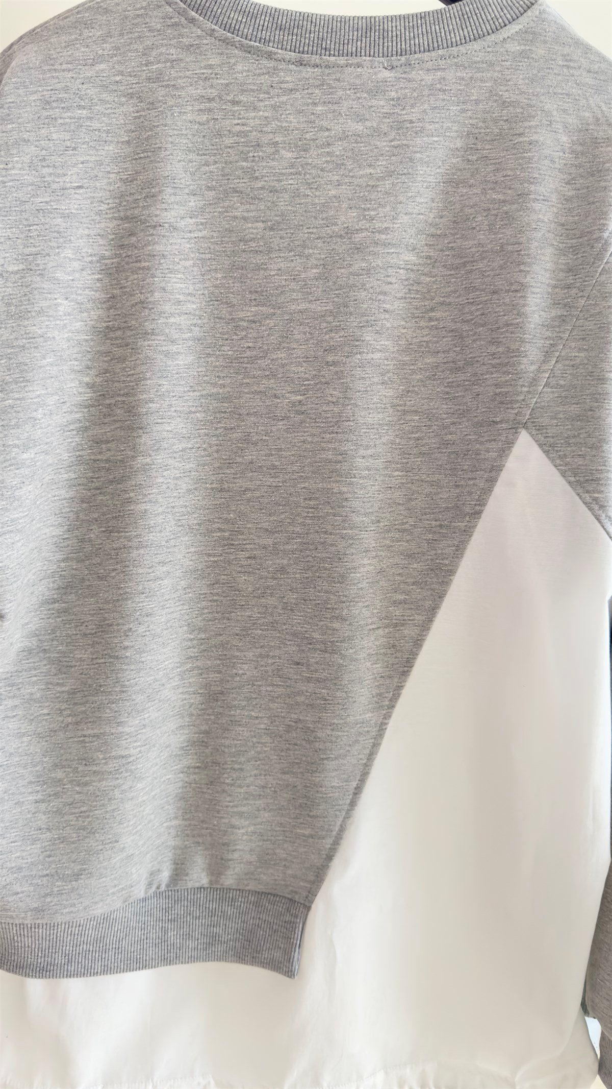Poplin Detaylı Gri Sweat