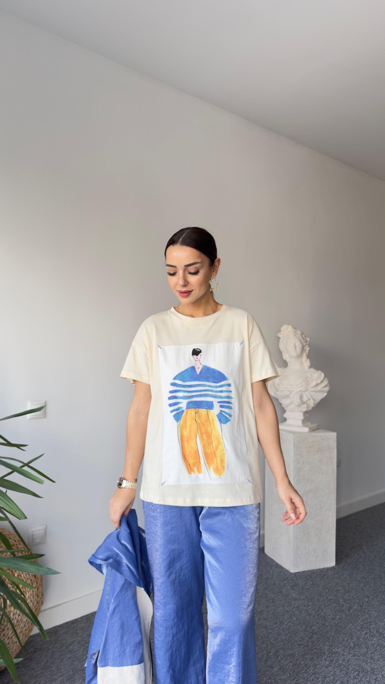Perty Renkli Kız Baskı Tshirt