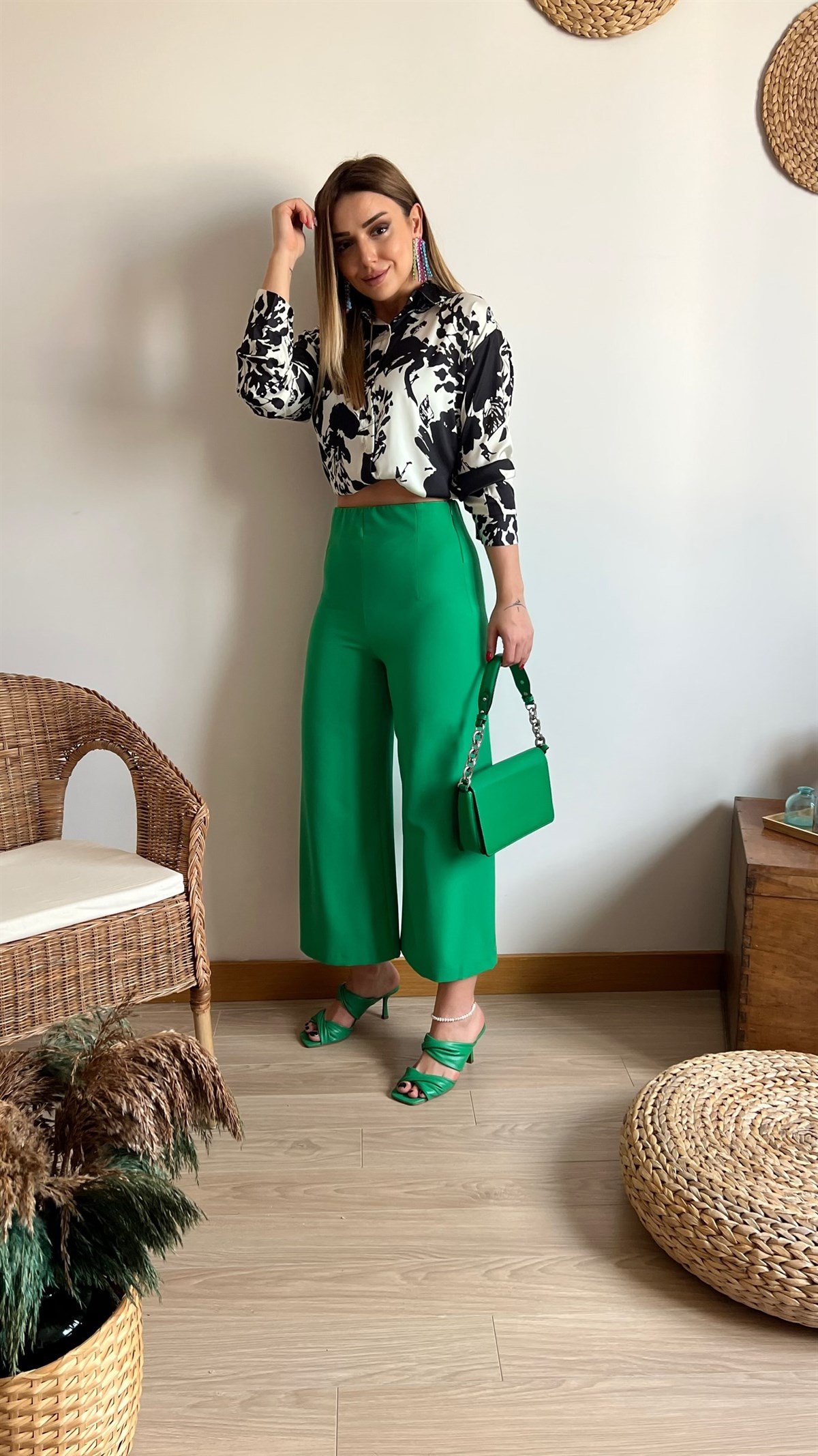 Yeşil Culotte Pantolon