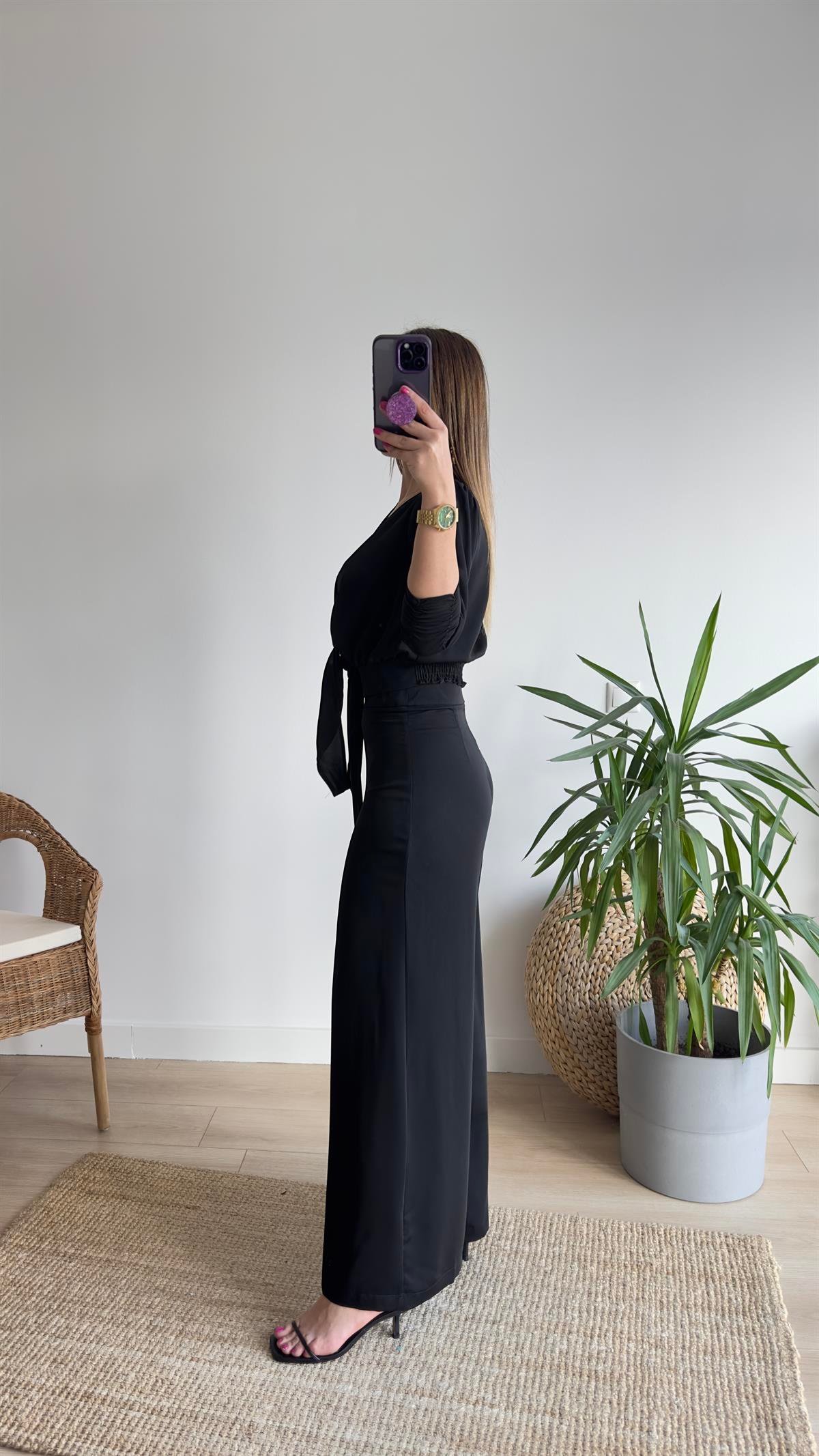 Roma Saten Bluz Pantolon Takım