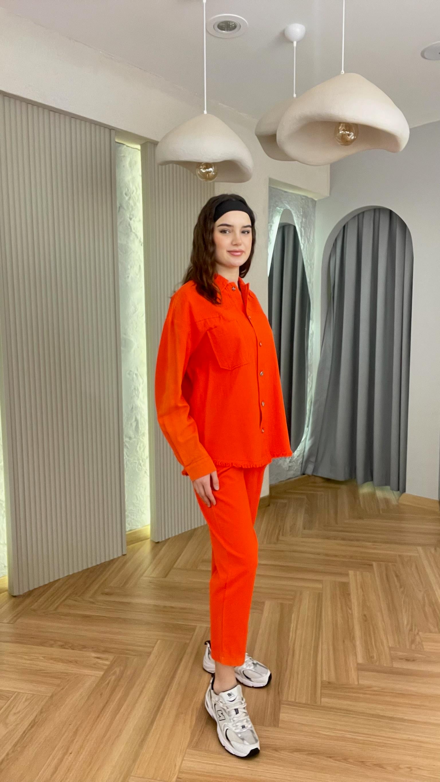 Turuncu Ceket Pantolon Takım