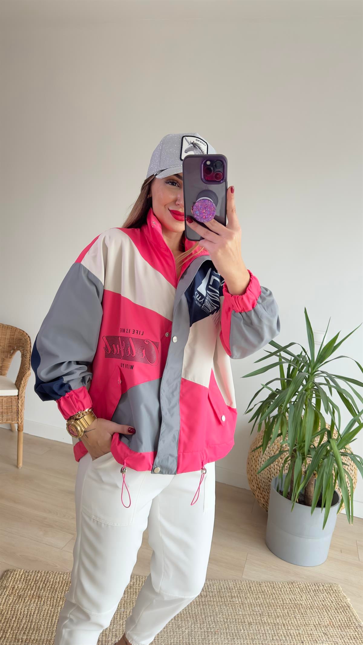 Pembe Renk Geçişli Yağmurluk