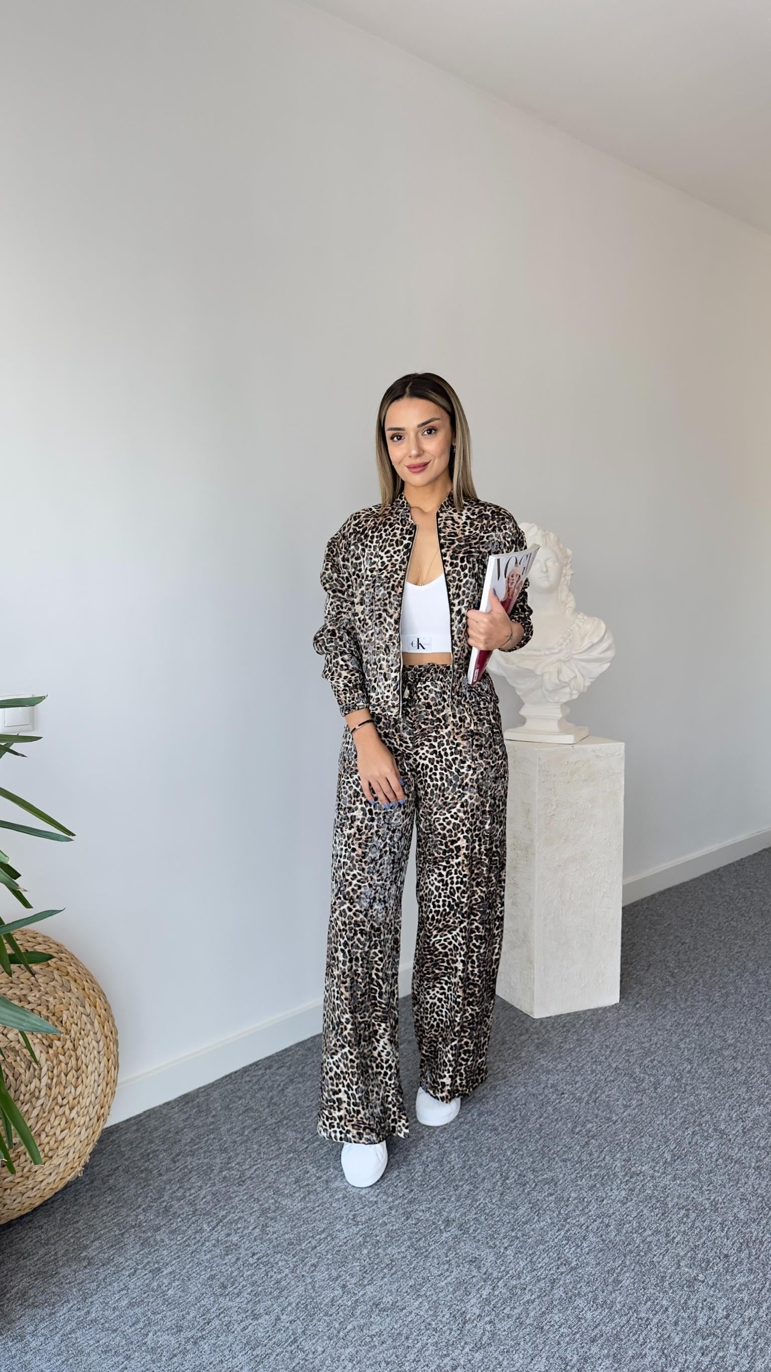 Corre Bel Lastikli Leopar Desen Pantolon