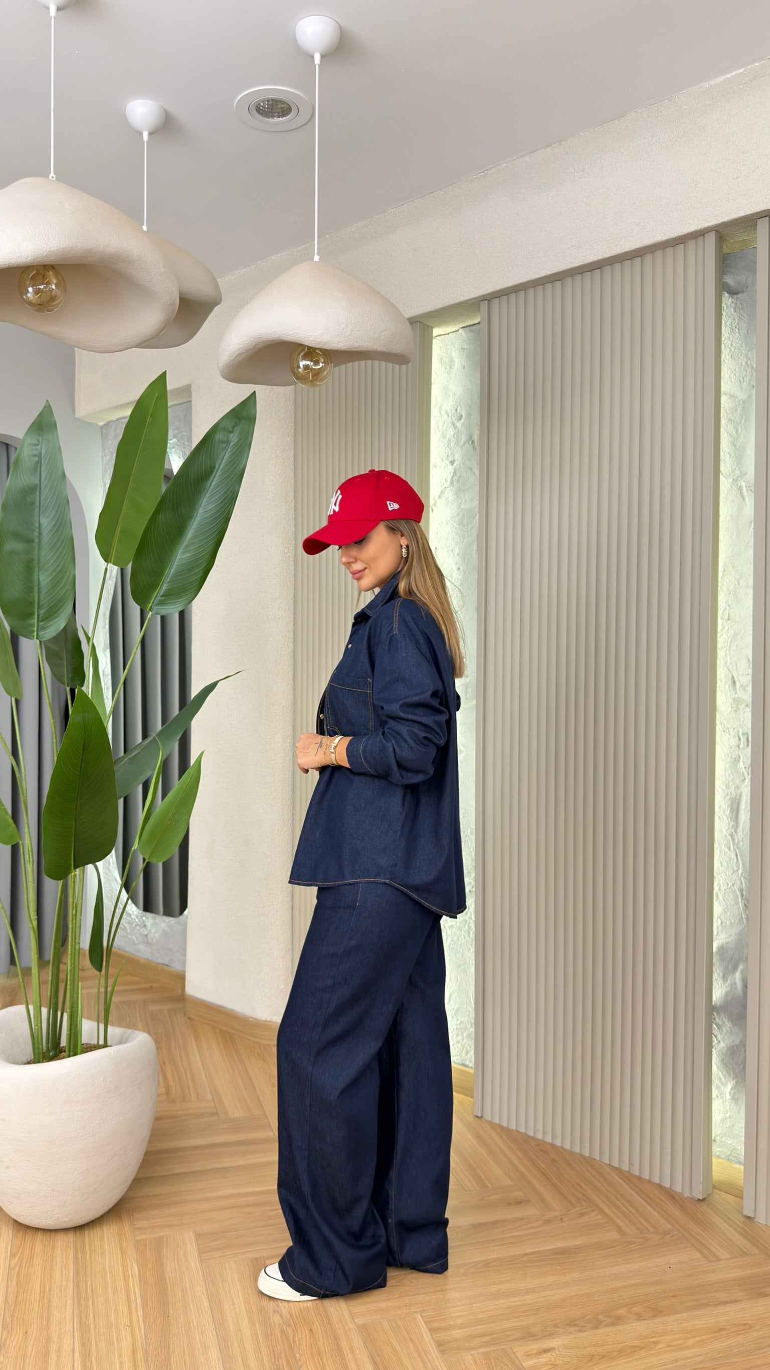 Lacivert Lesola Gold Detaylı Kot Takım
