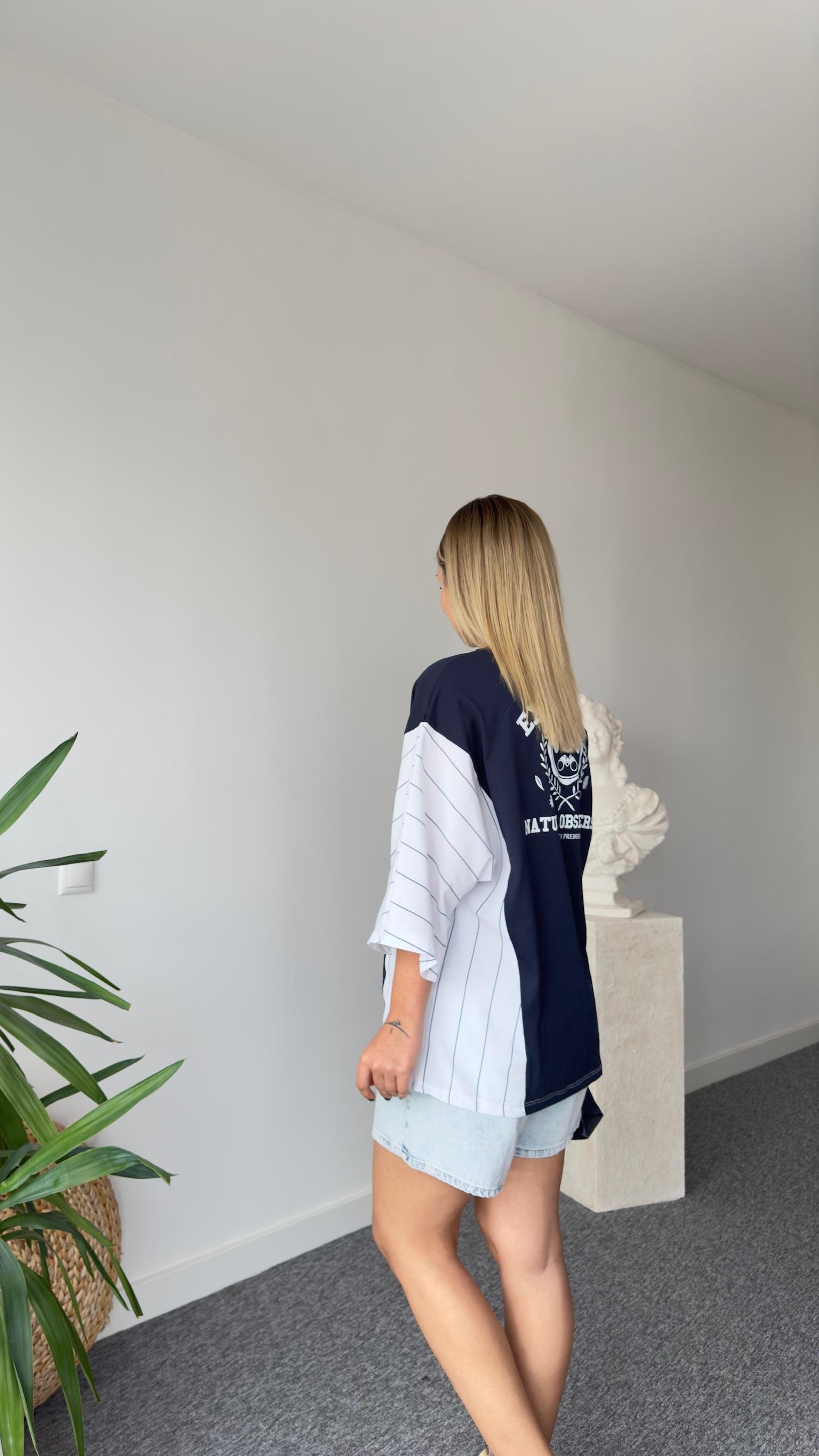 Çizgili Gömlek Garnili Laci Tshirt