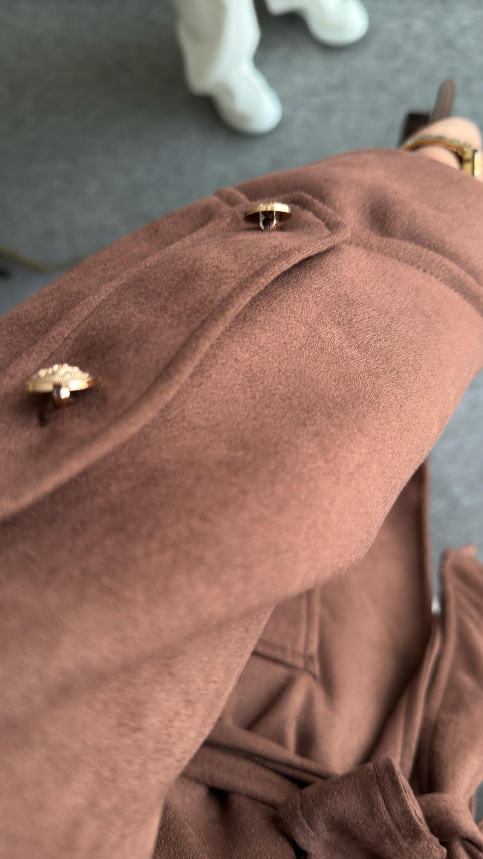 Ziano Kollar Düğmeli Kahve Süet Ceket